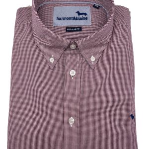 Harmont & Blaine - Camicia regular fit in cotone a quadretti bordeaux e bianchi