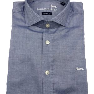 Harmont & Blaine - Camicia narrow fit in cotone denim chiaro