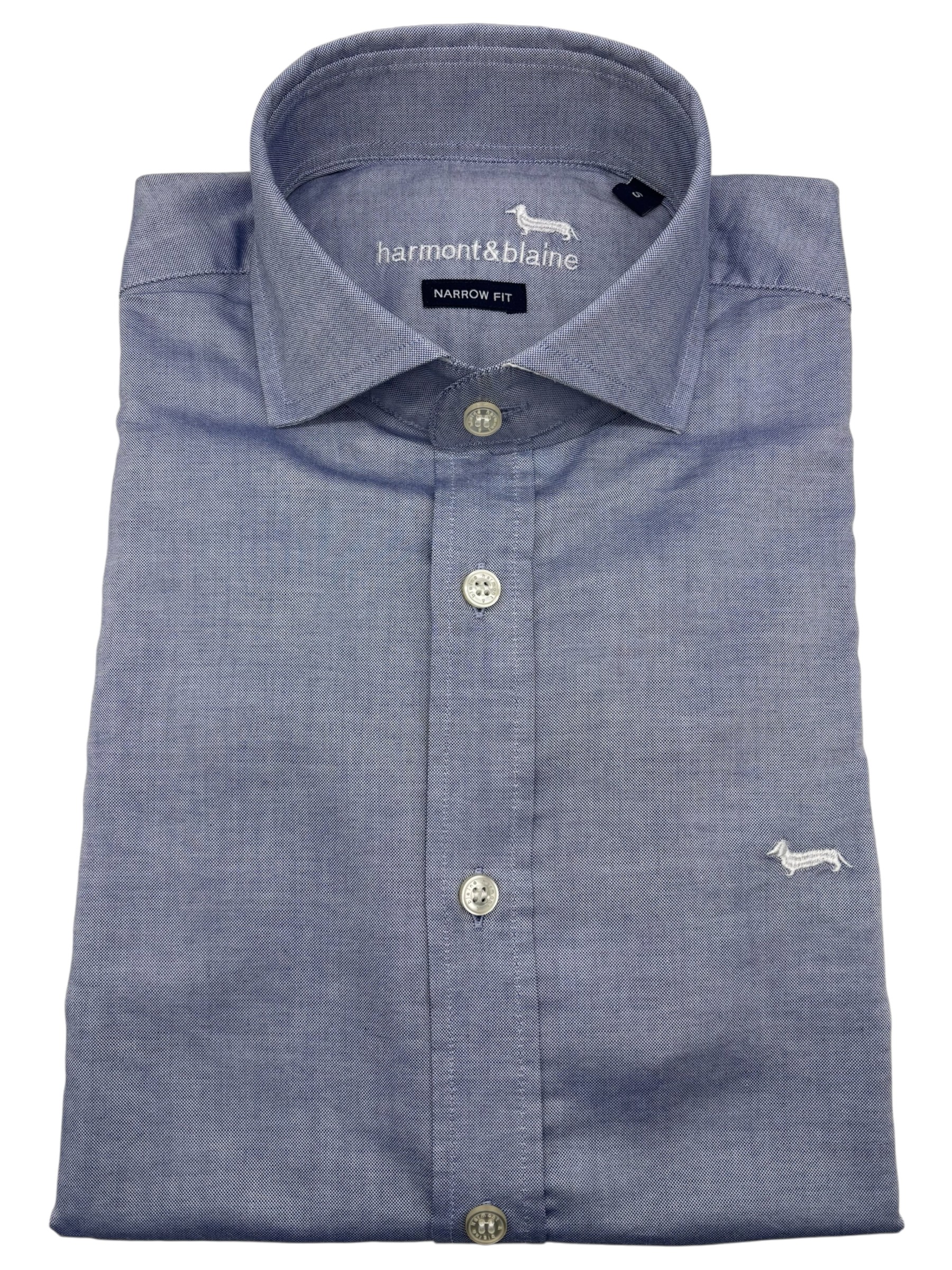 Harmont & Blaine - Camicia narrow fit in cotone denim chiaro