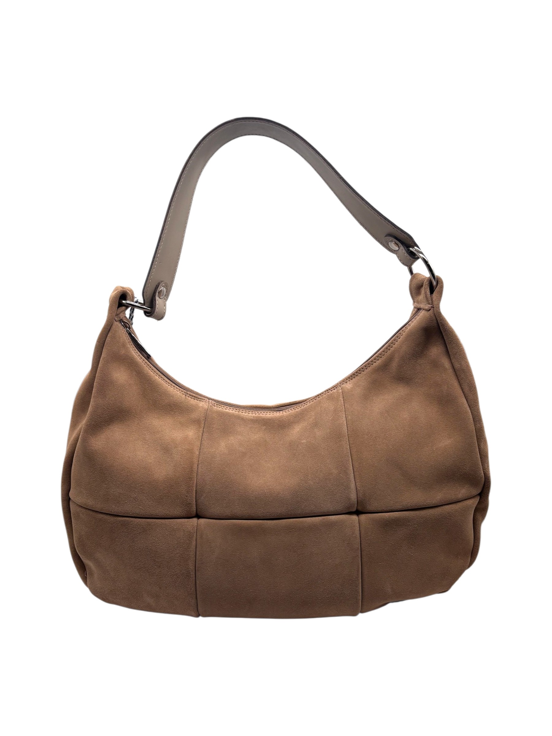 Raphael - Borsa a spalla in pelle scamosciata cammello