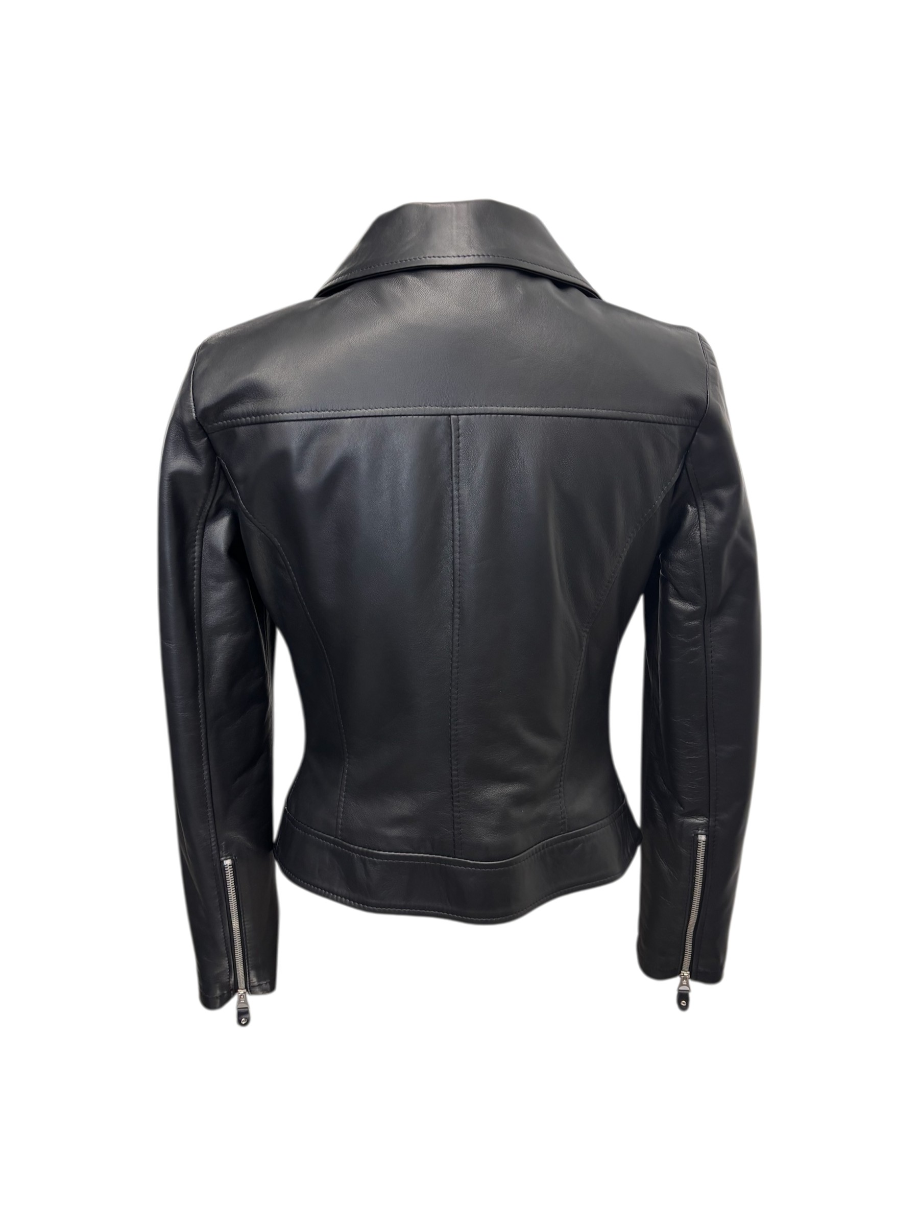 Raphael - Giubbino in pelle nera modello Chiodo donna - immagine 3