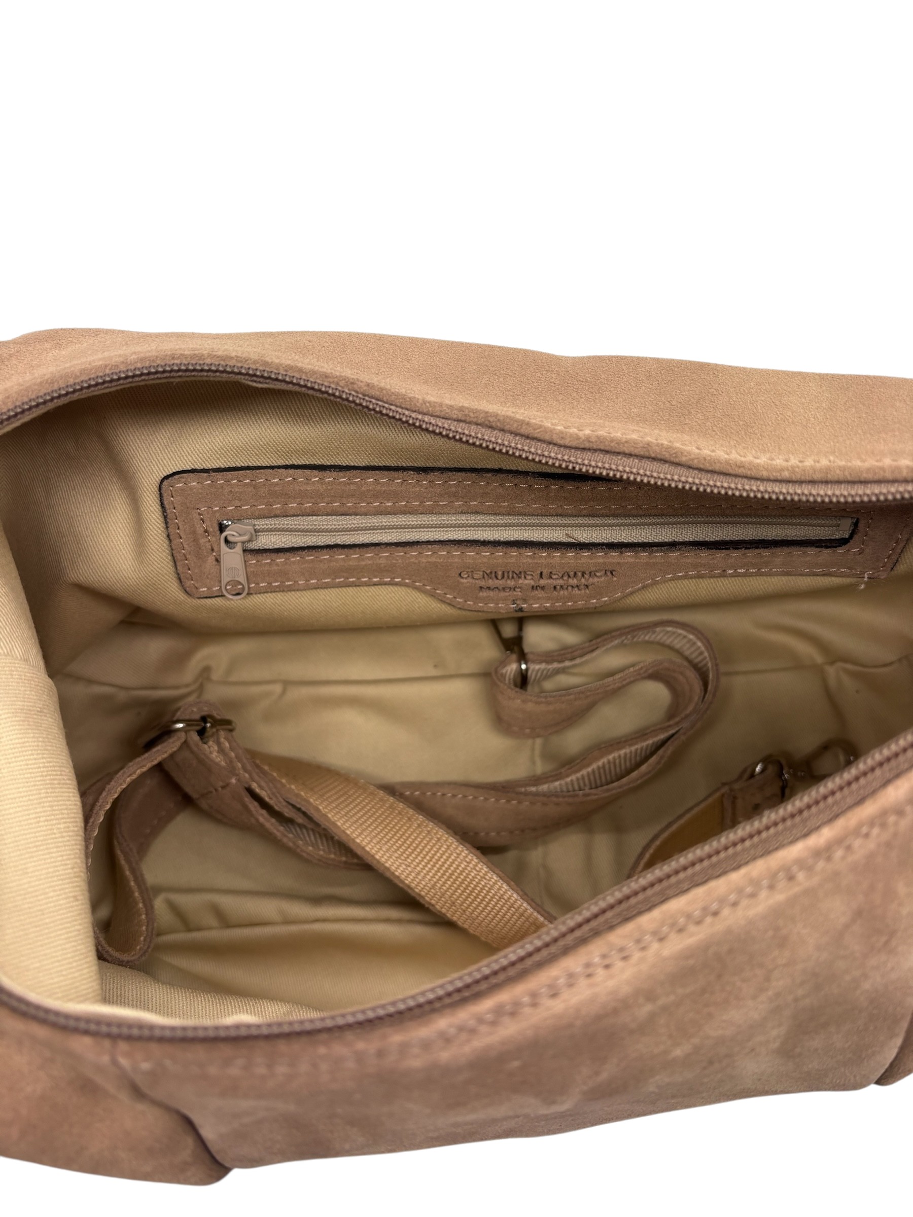 Raphael - Borsa a spalla in pelle scamosciata cammello - immagine 5