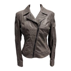 Raphael – Giubbino in pelle grigia donna modello Chiodo – 44