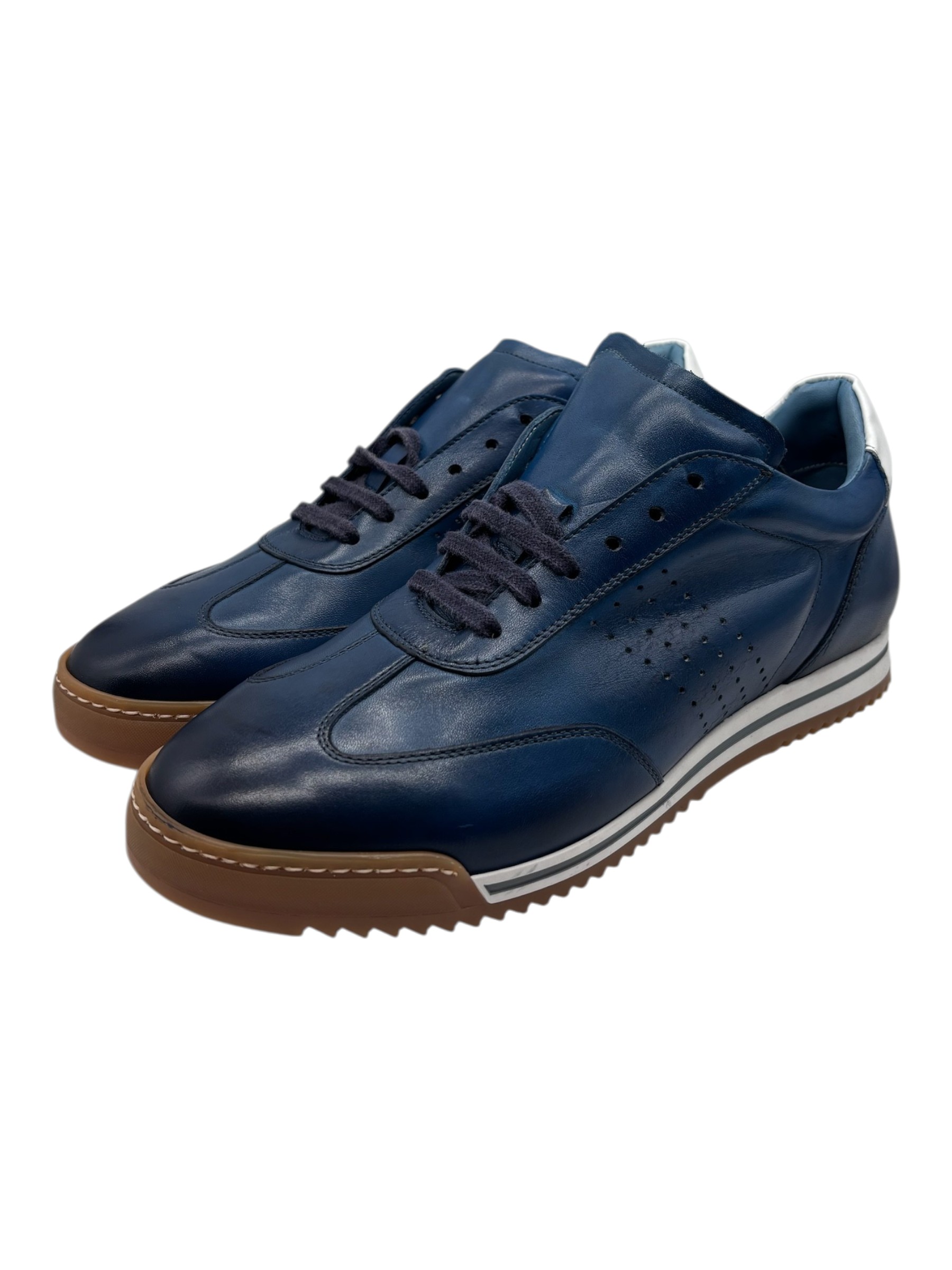 Brecos - Sneakers uomo in pelle blu ocean - 42
