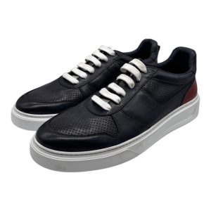 Brecos - Sneakers uomo in pelle blu navy - 42