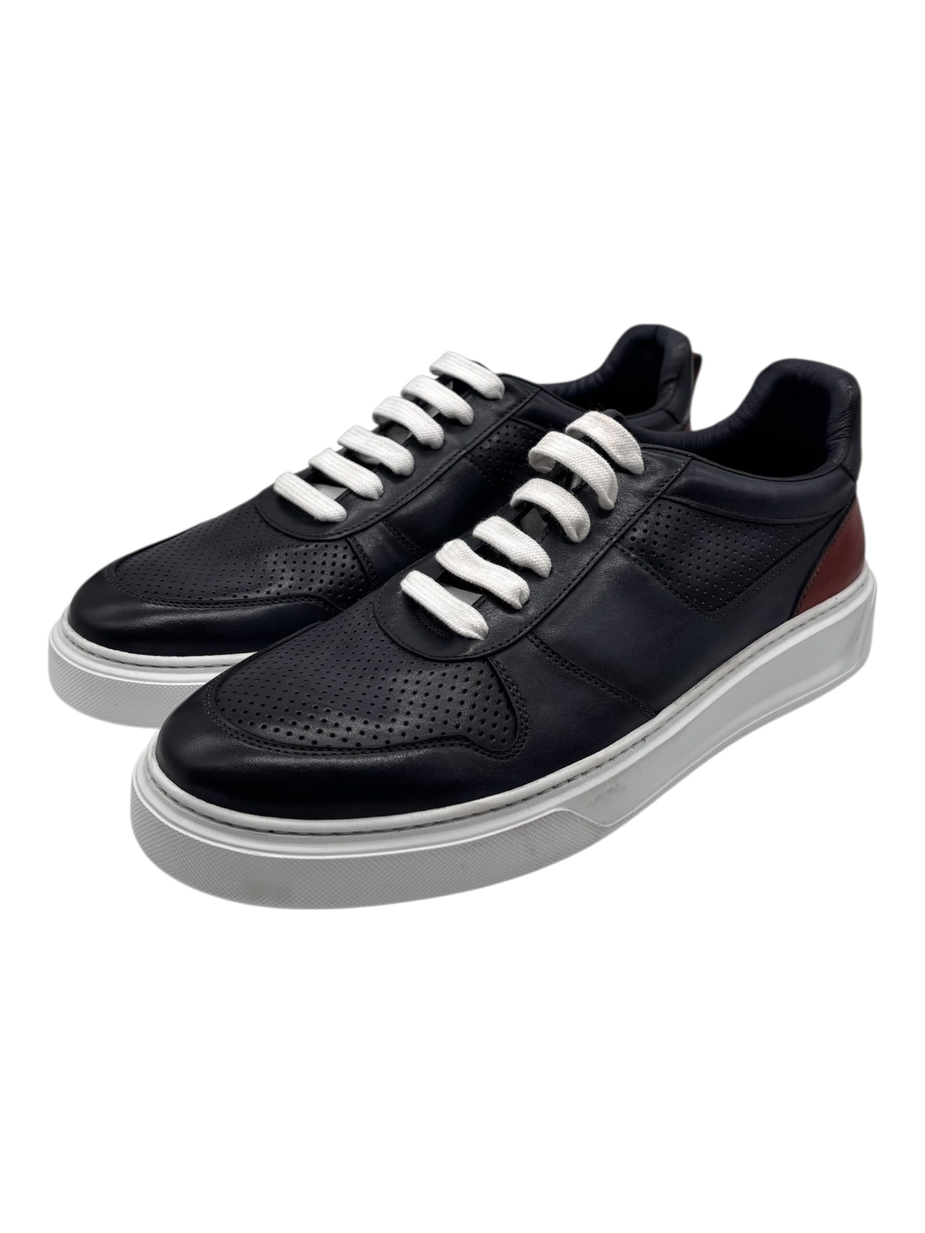 Brecos - Sneakers uomo in pelle blu navy - 42