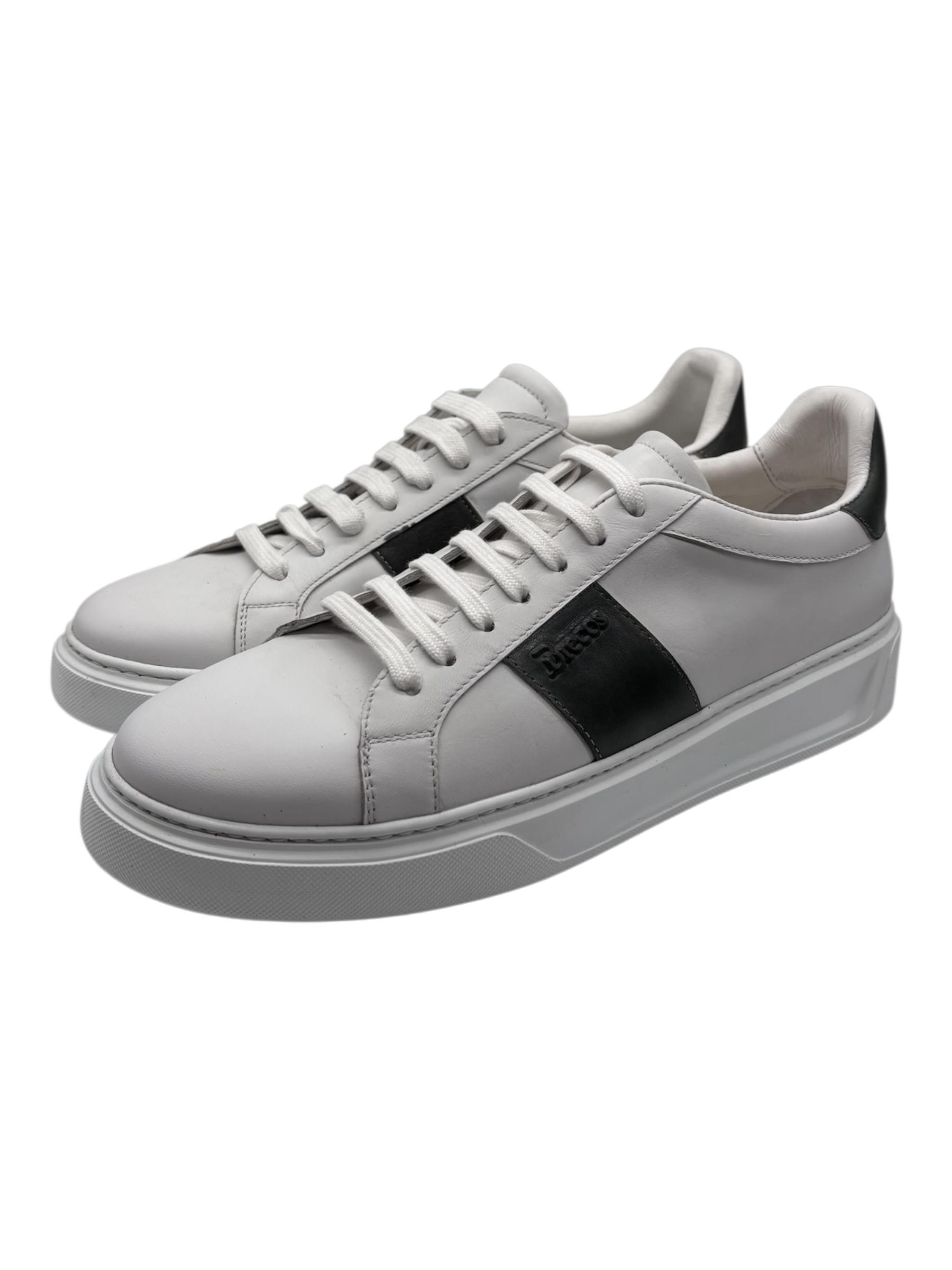 Brecos - Sneakers uomo in pelle bianca e verde - 42
