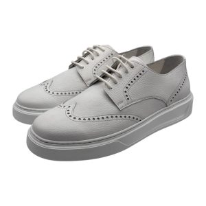 Brecos - Sneakers uomo in pelle martellata bianca - 42