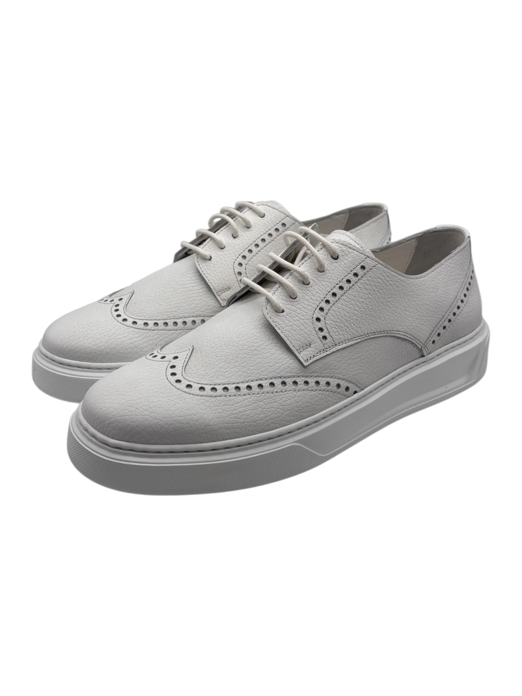 Brecos - Sneakers uomo in pelle martellata bianca - 42