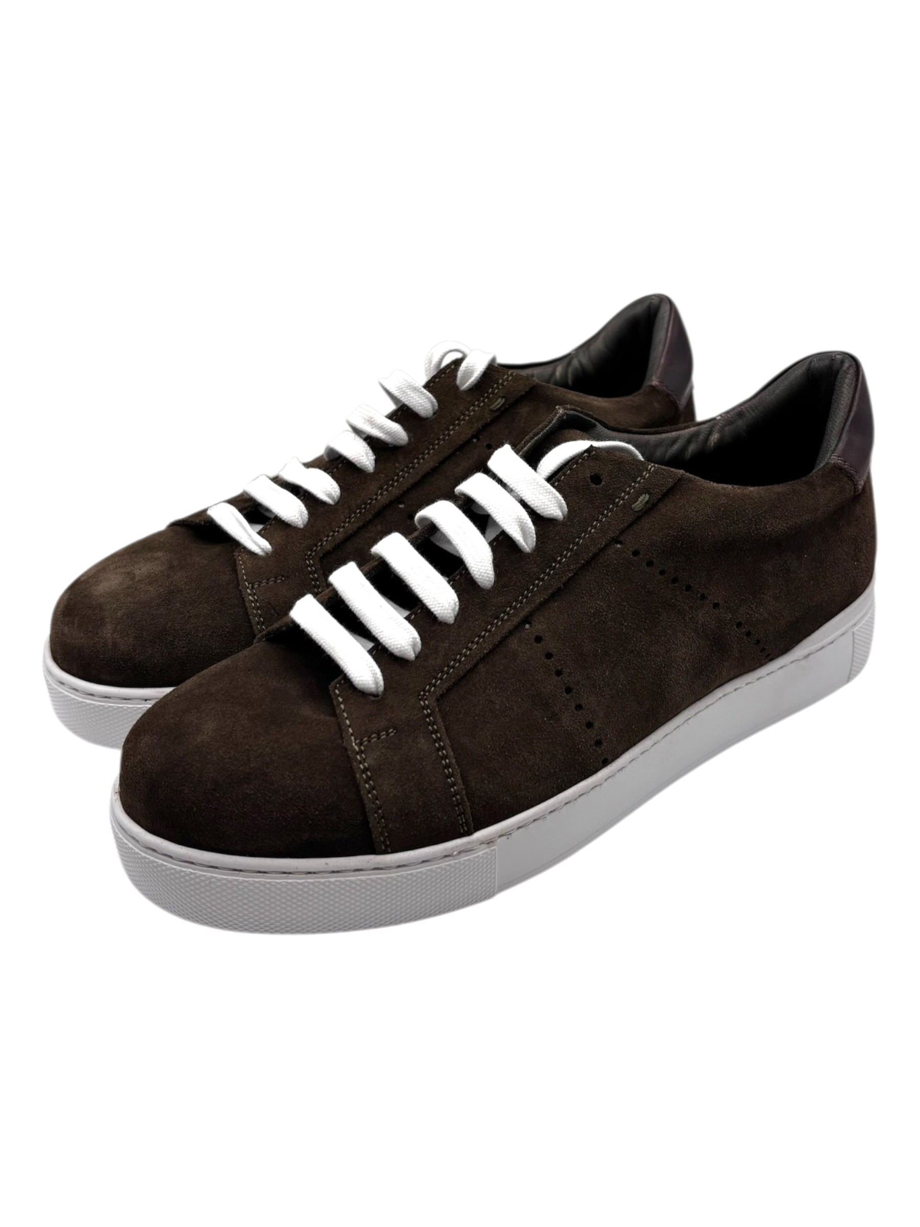 Brecos - Sneakers uomo in camoscio verde militare - 42