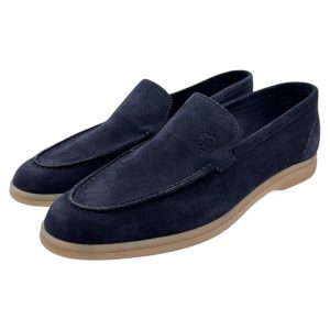 Luigi Borrelli - Mocassini uomo in camoscio blu - 42