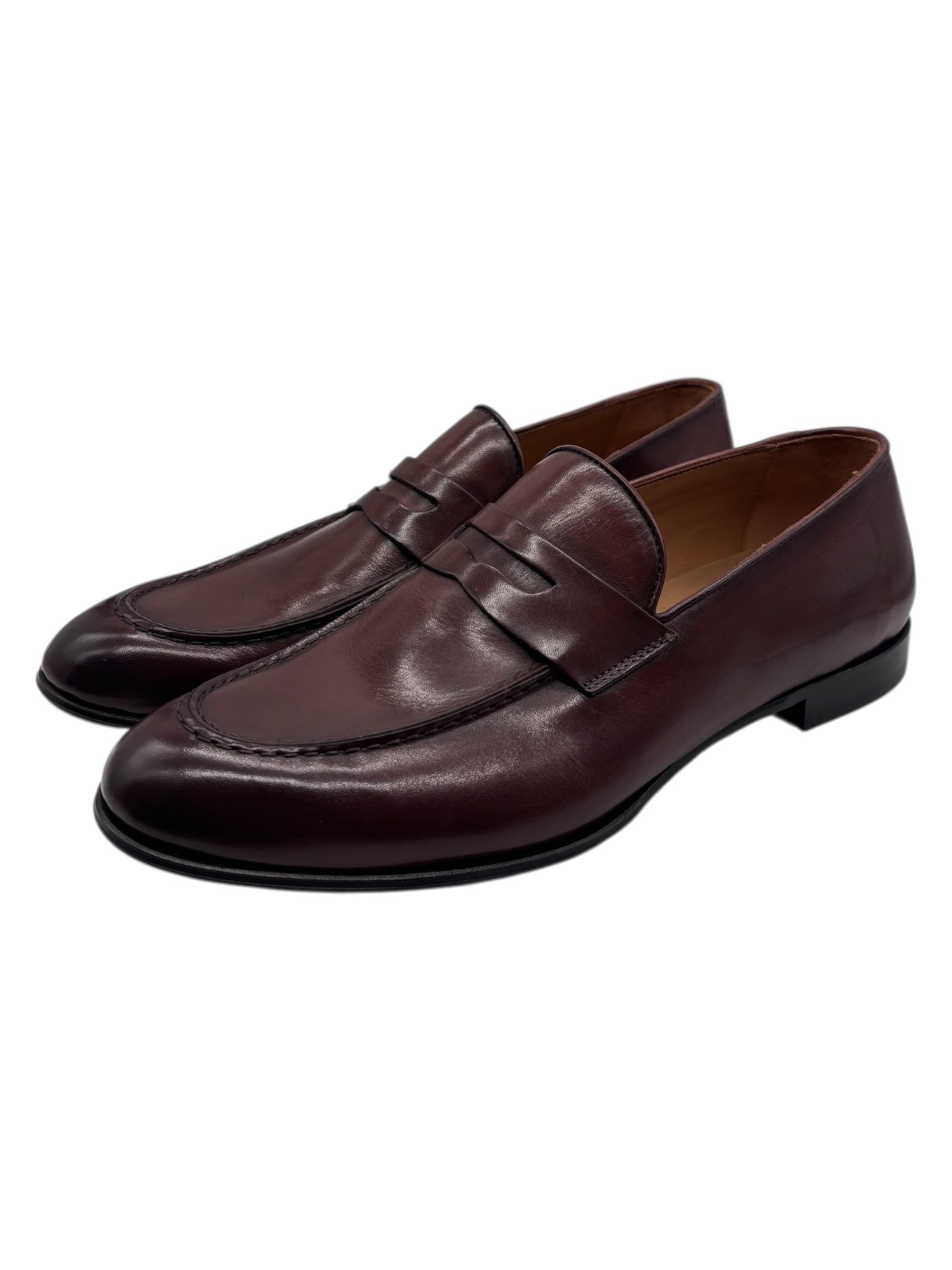 Brecos - Mocassini uomo in pelle color cuoio scuro - 42