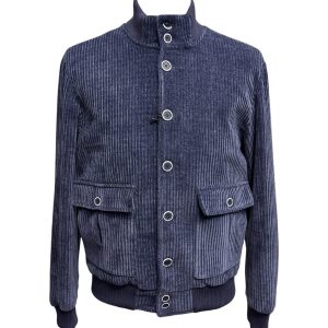 Marco Nils - Bomber uomo in velluto a coste blu polvere