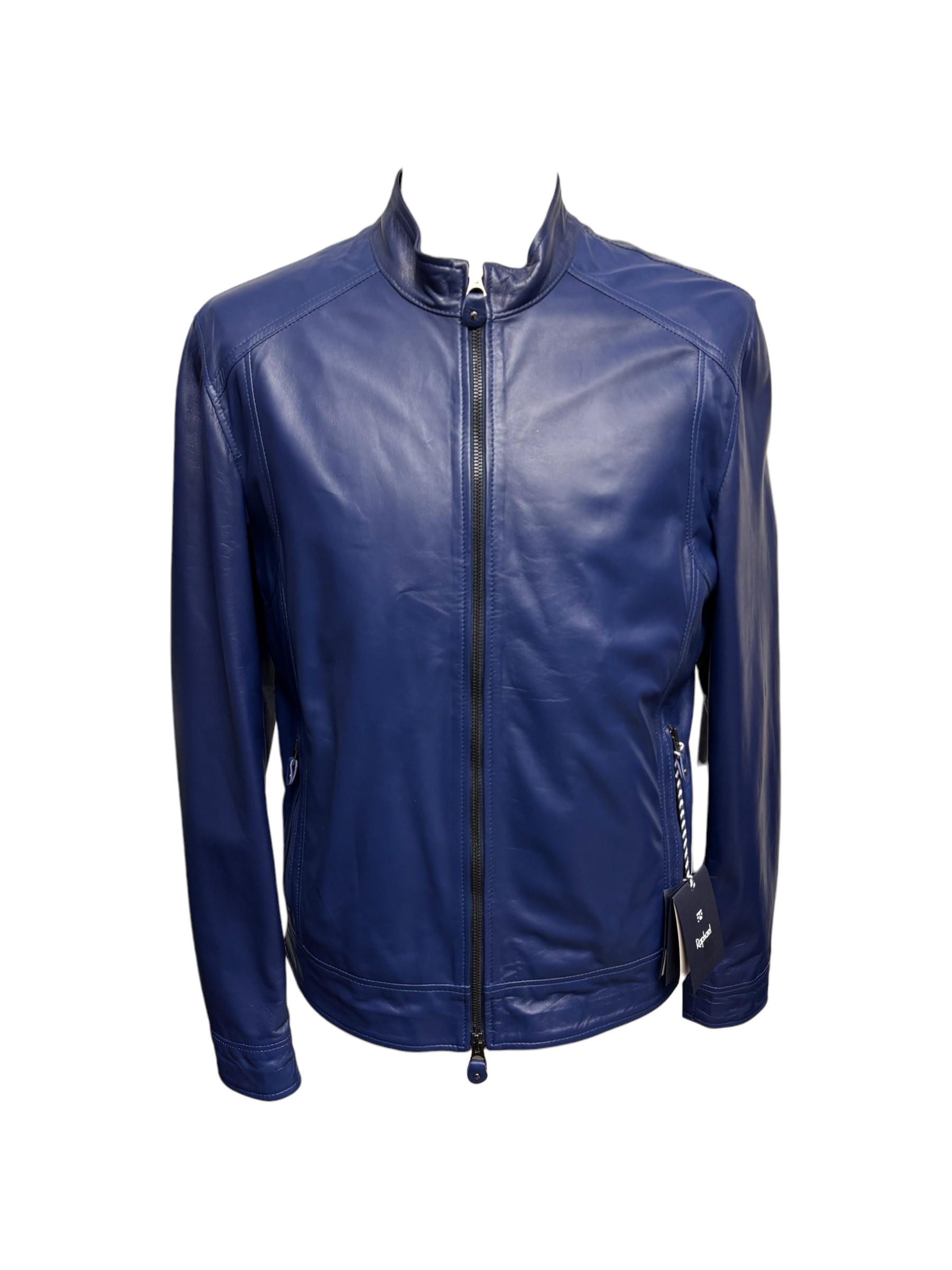 Raphael - Giubbino in pelle blu elettrico uomo