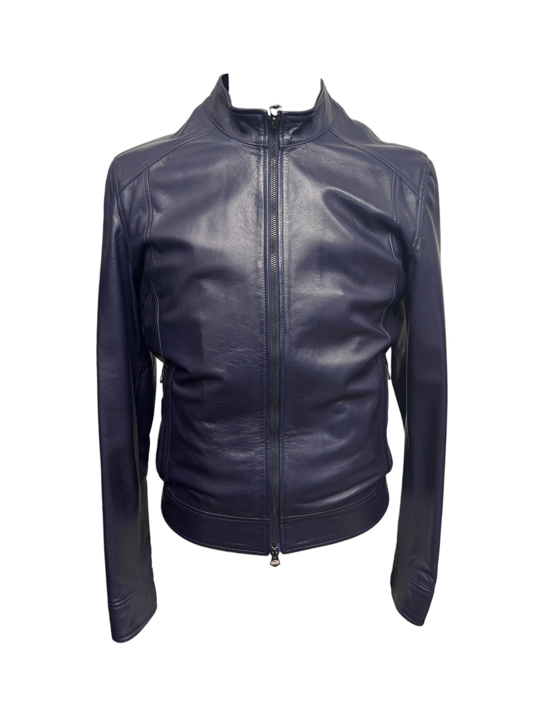 Raphael - Giubbino in pelle blu navy uomo modello Piero - 48