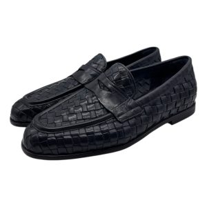 Brecos – Mocassini uomo in pelle intrecciata blu – 42