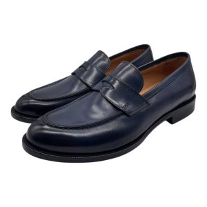 Brecos - Mocassini uomo in pelle blu navy