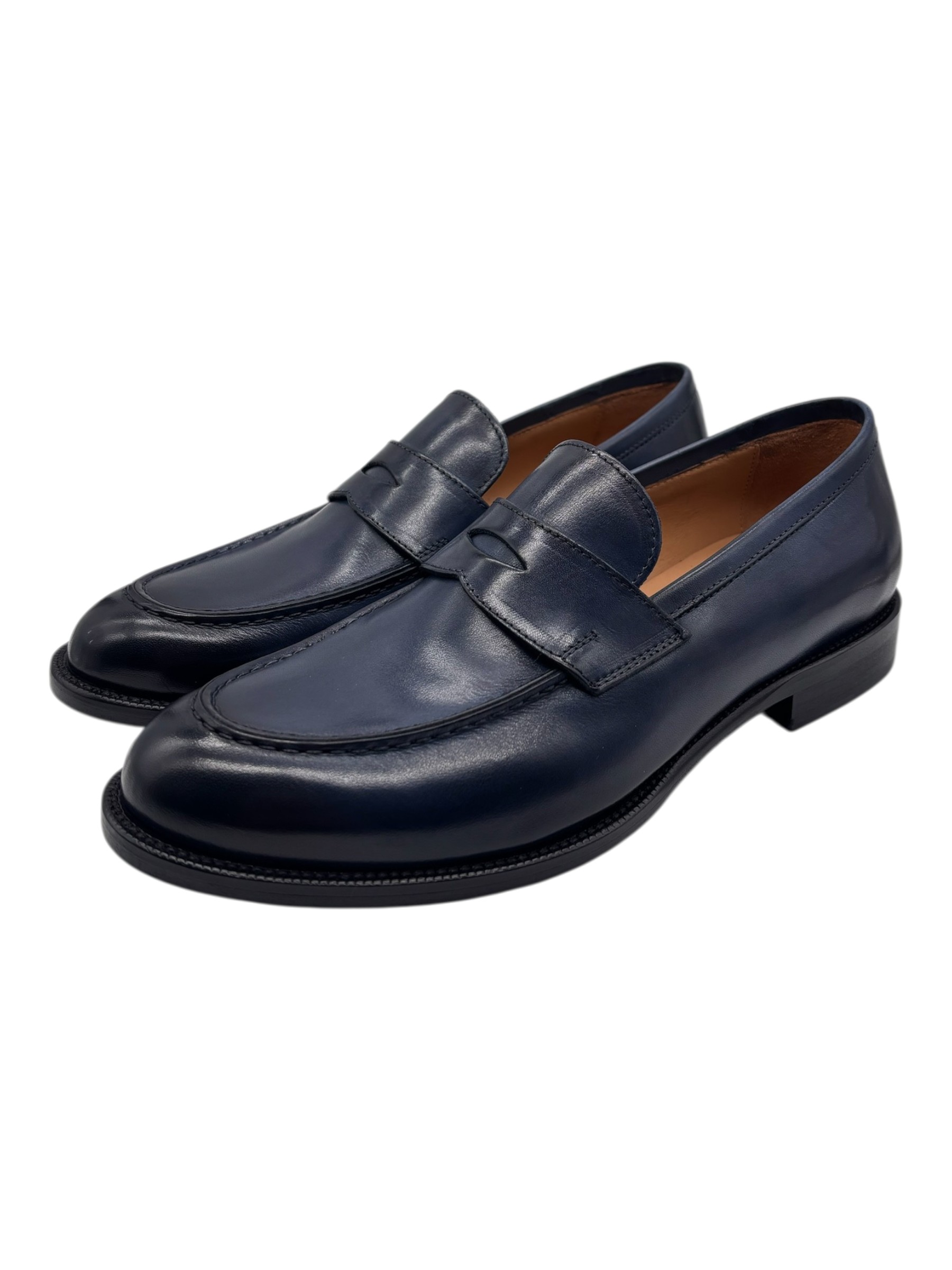 Brecos - Mocassini uomo in pelle blu navy
