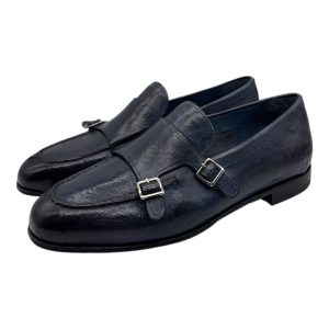 Brecos – Doppia fibbia uomo in pelle blu – 42