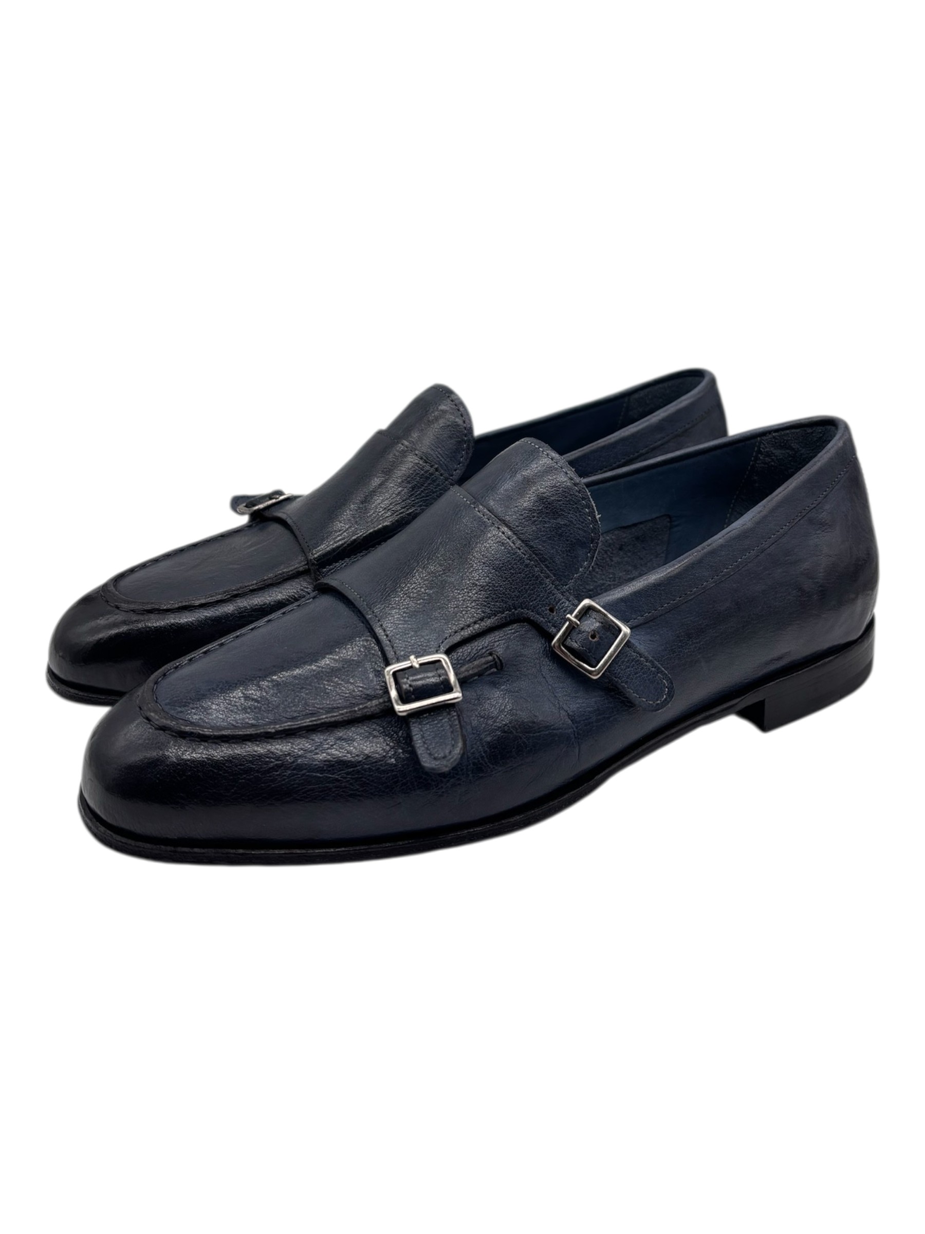 Brecos – Doppia fibbia uomo in pelle blu – 42