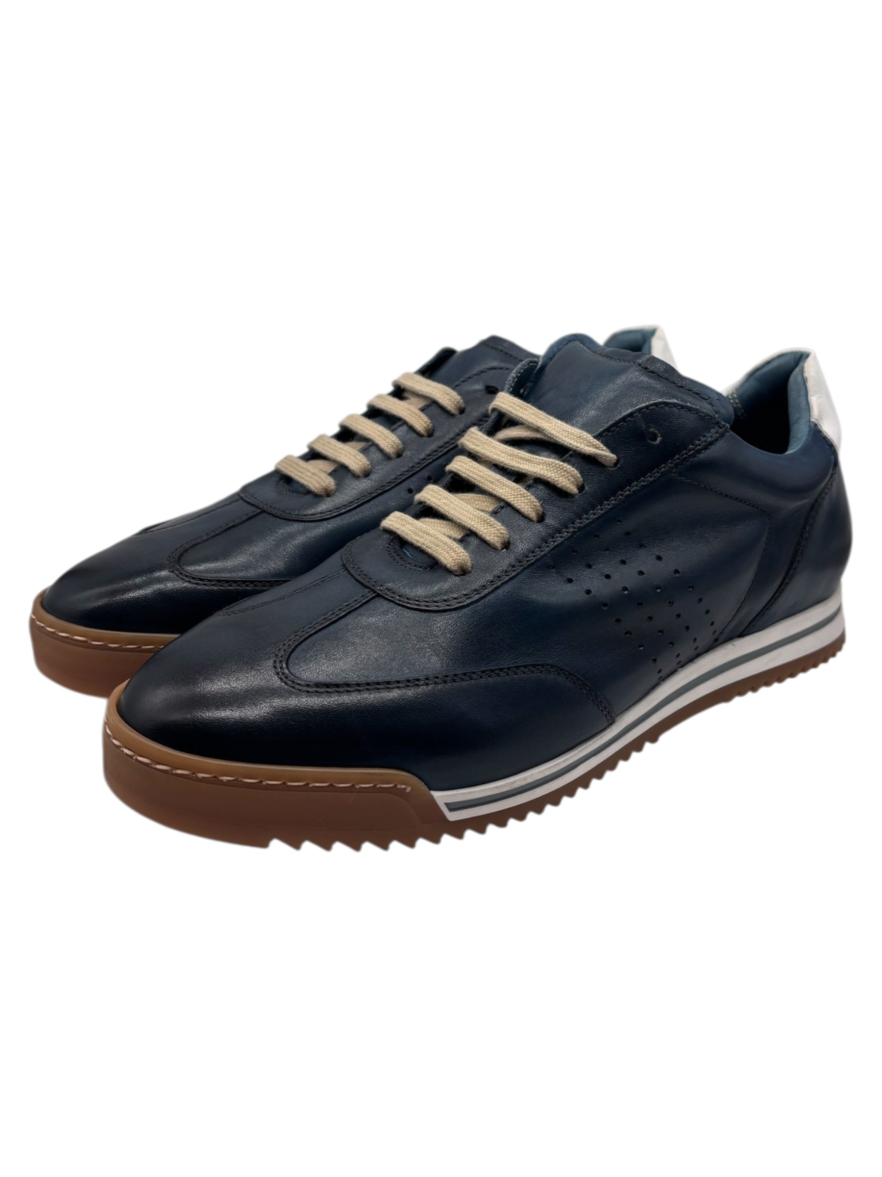 Brecos - Sneakers uomo in pelle blu - 42