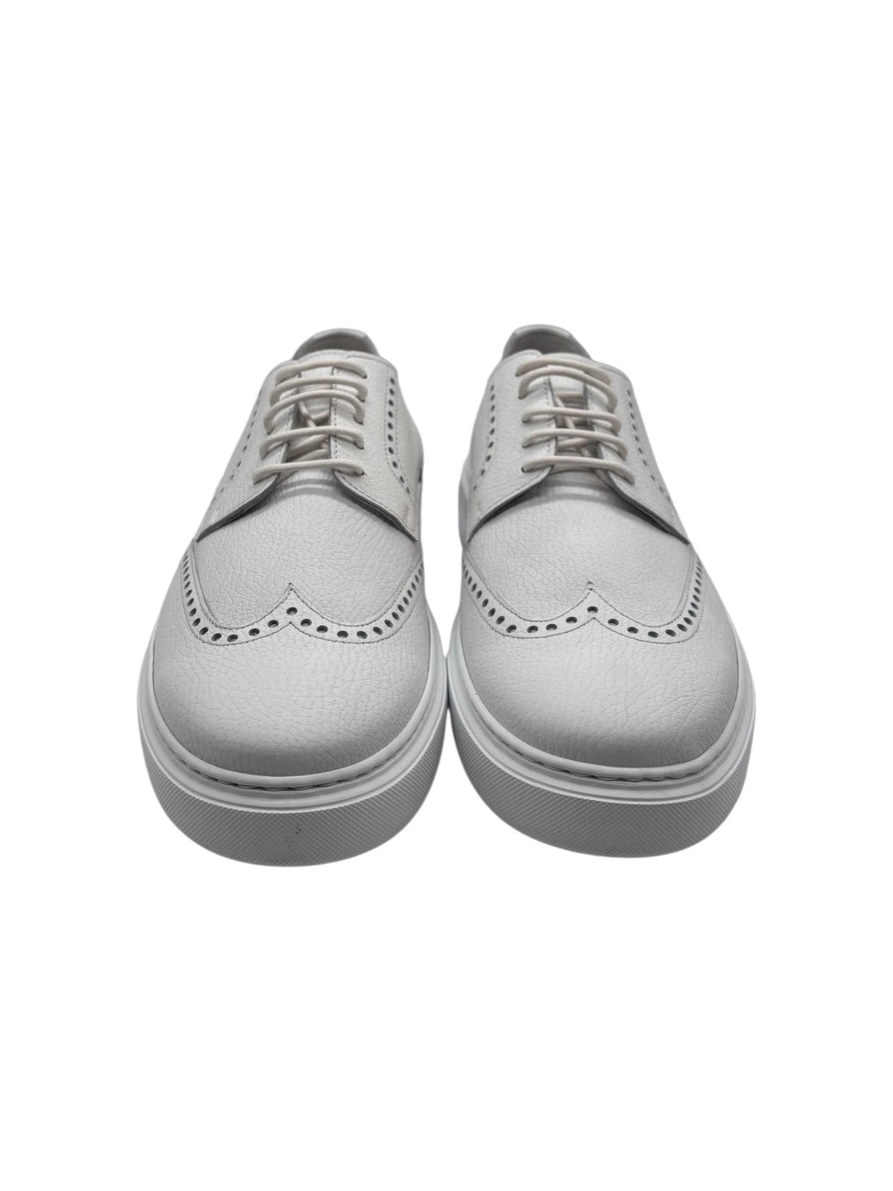 Brecos - Sneakers uomo in pelle martellata bianca - 42 - immagine 2