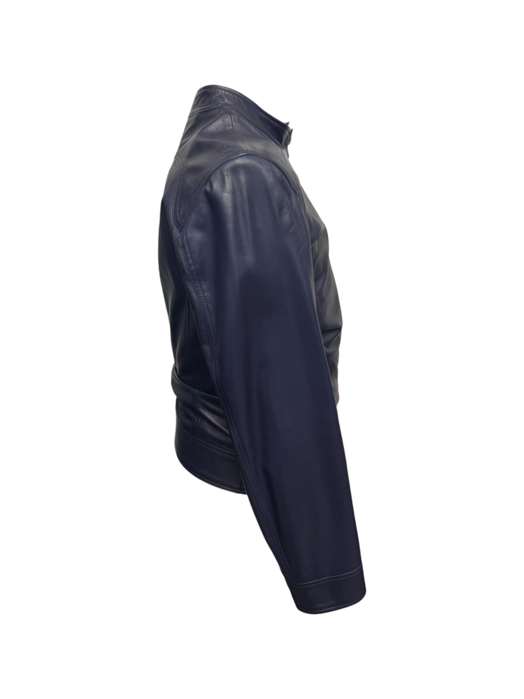 Raphael - Giubbino in pelle blu navy uomo modello Piero - 48 - immagine 2