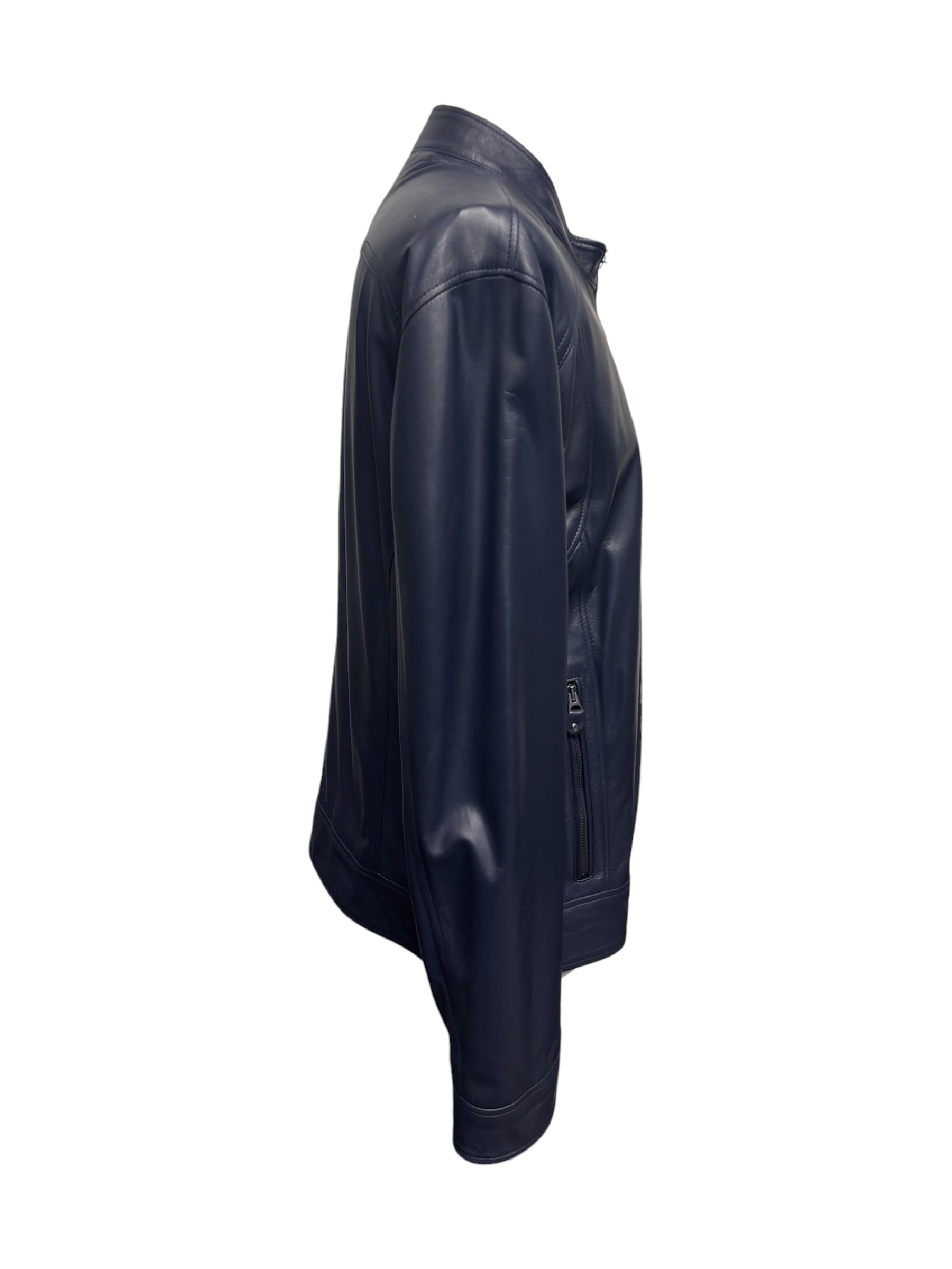 Raphael – Giubbino in pelle blu notte uomo modello Piero - immagine 2