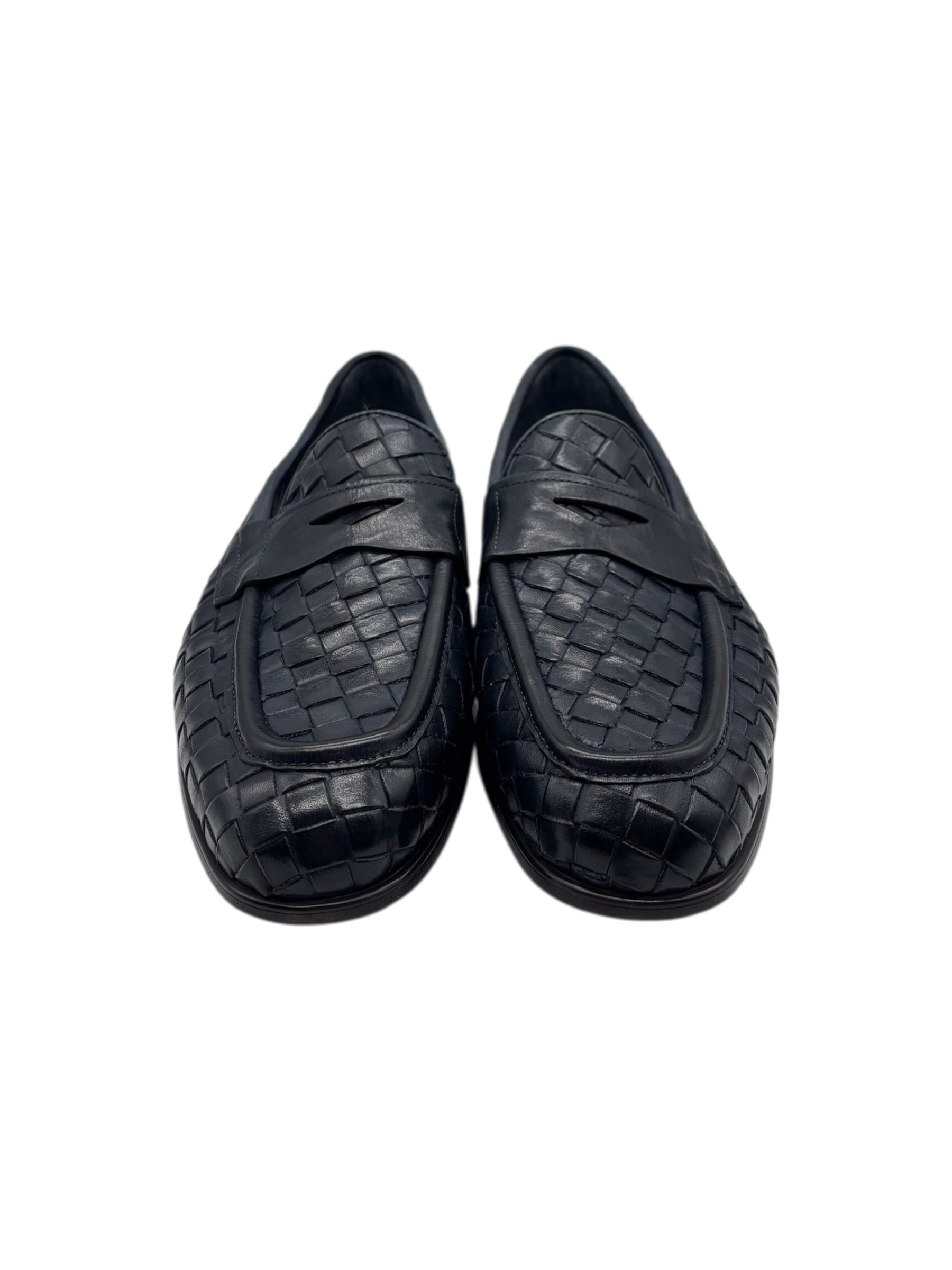 Brecos – Mocassini uomo in pelle intrecciata blu – 42 - immagine 2