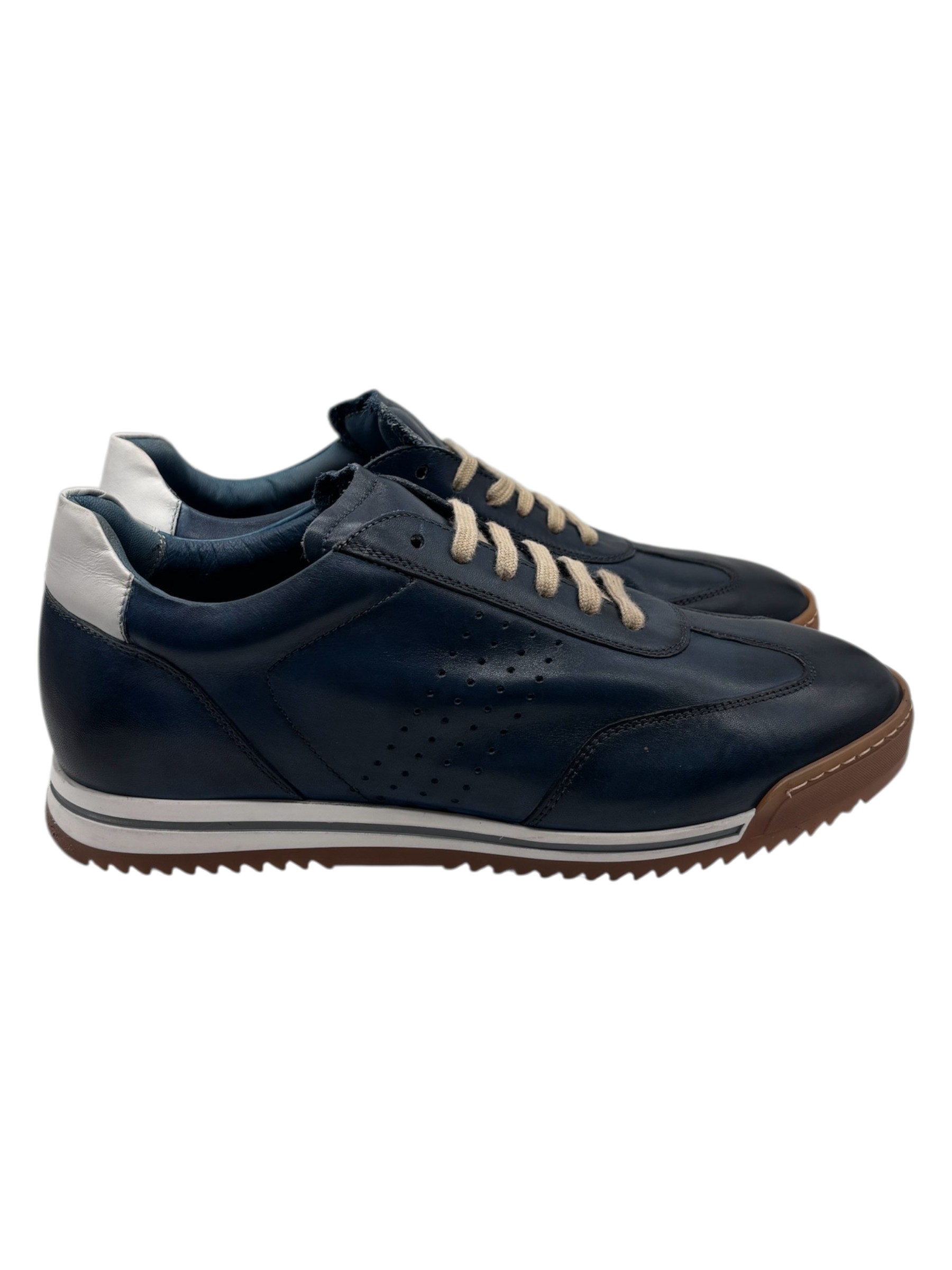 Brecos - Sneakers uomo in pelle blu - 42 - immagine 3