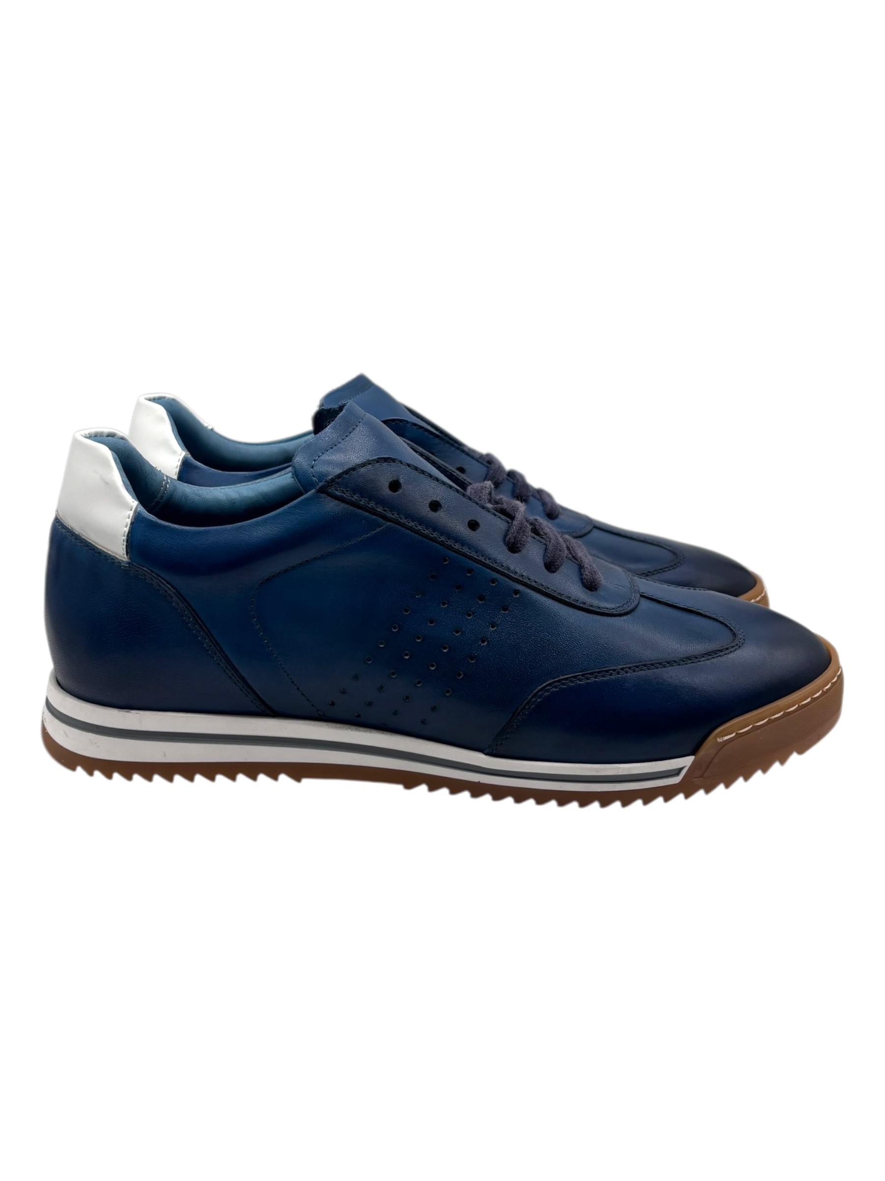 Brecos - Sneakers uomo in pelle blu ocean - 42 - immagine 3