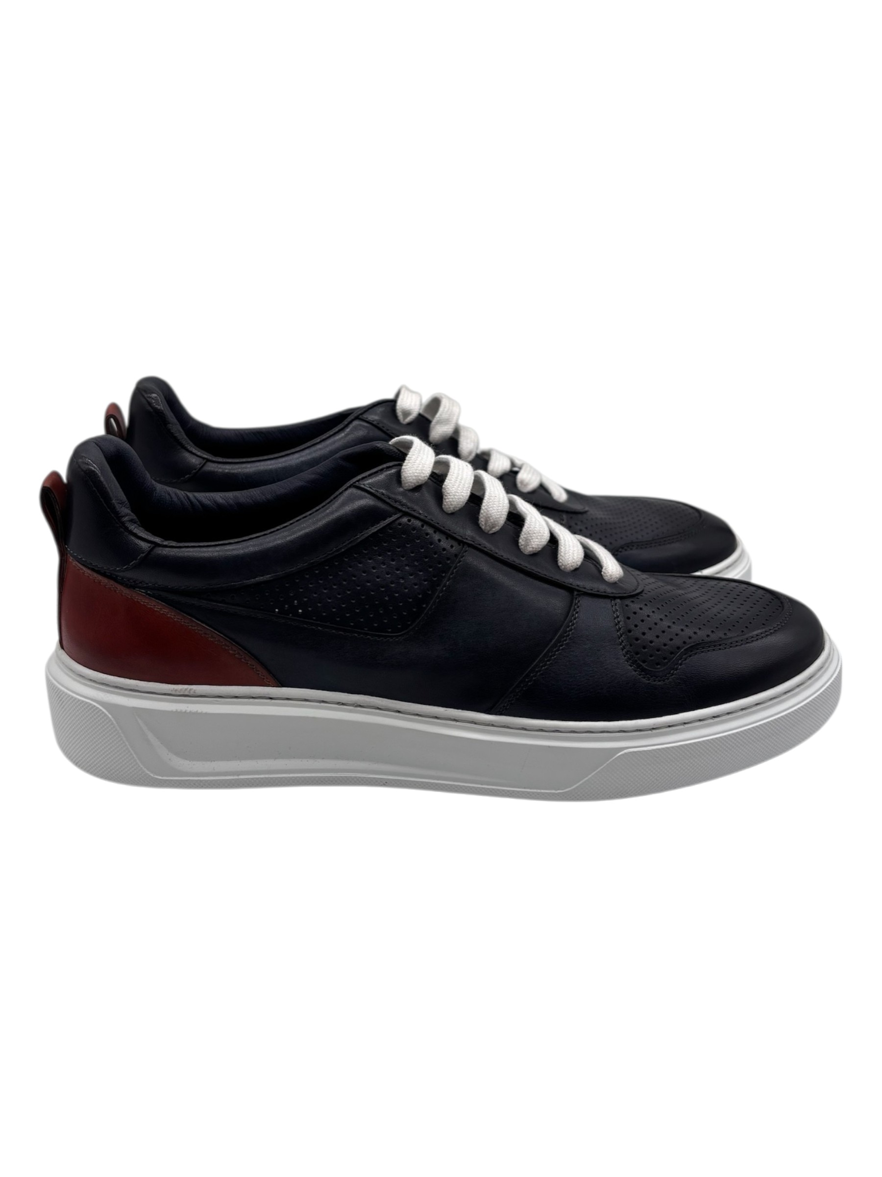 Brecos - Sneakers uomo in pelle blu navy - 42 - immagine 3