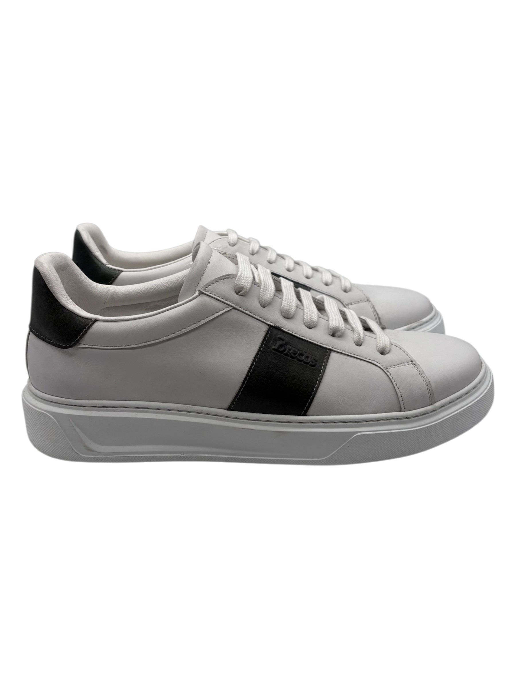 Brecos - Sneakers uomo in pelle bianca e verde - 42 - immagine 3