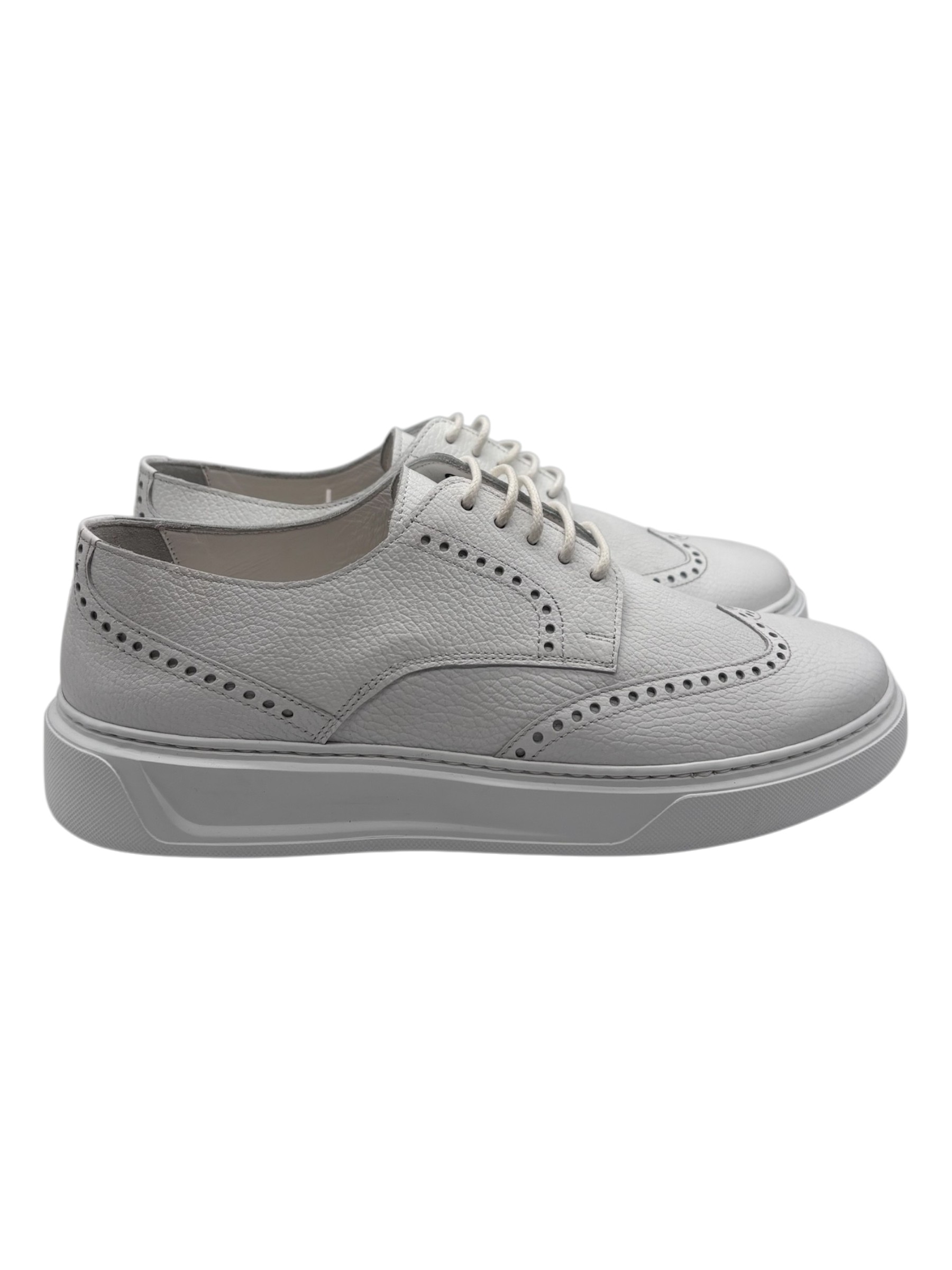 Brecos - Sneakers uomo in pelle martellata bianca - 42 - immagine 3