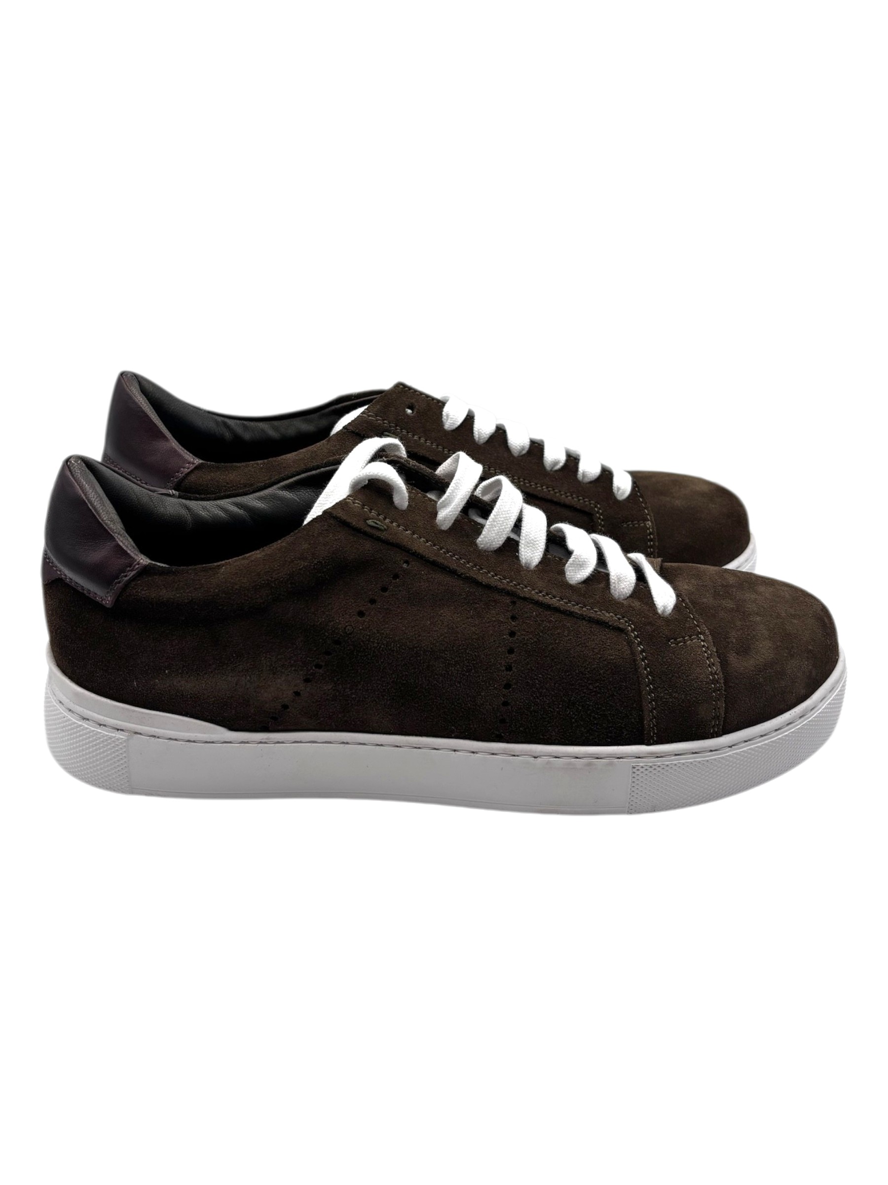 Brecos - Sneakers uomo in camoscio verde militare - 42 - immagine 3