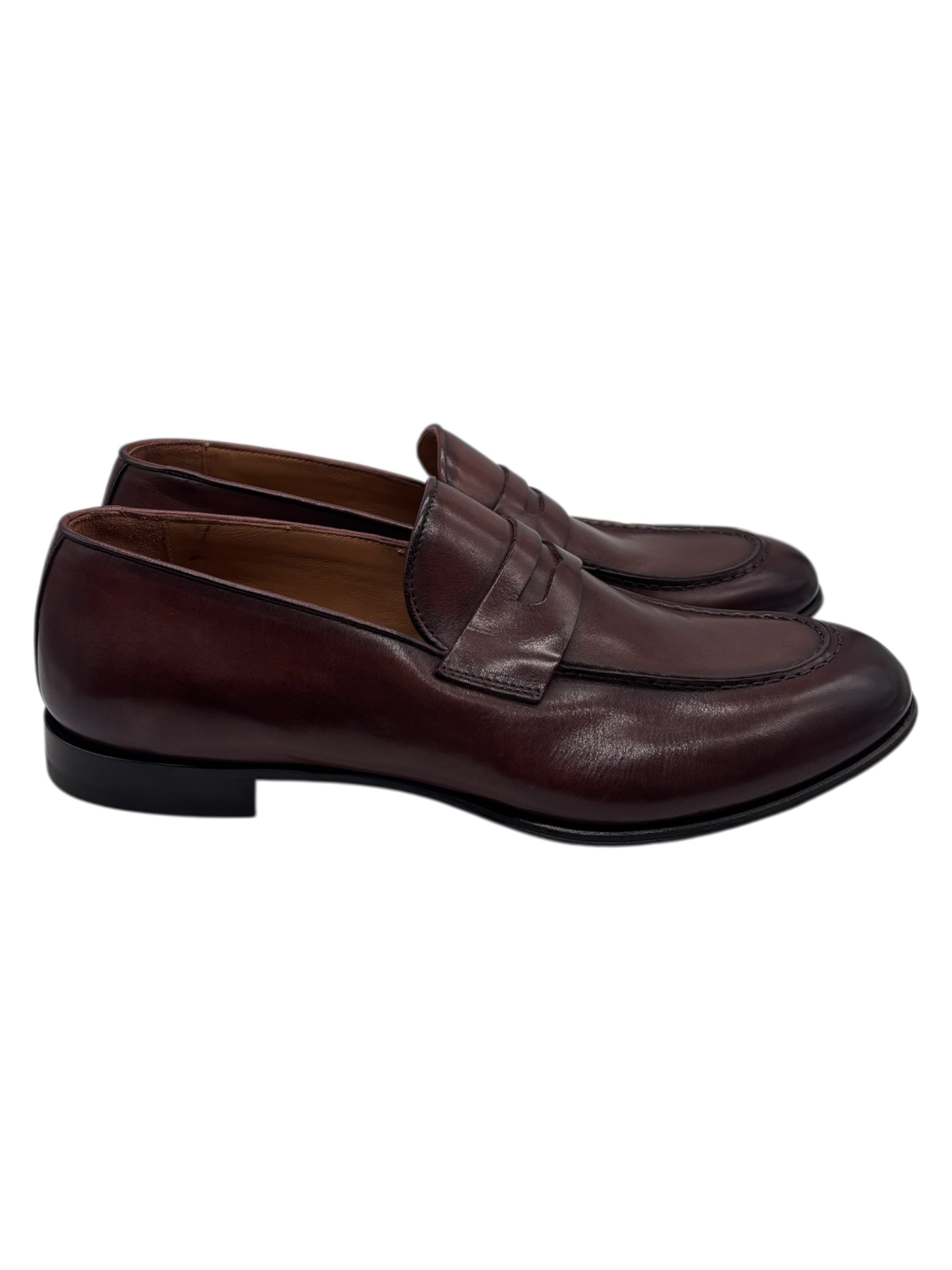 Brecos - Mocassini uomo in pelle color cuoio scuro - 42 - immagine 3
