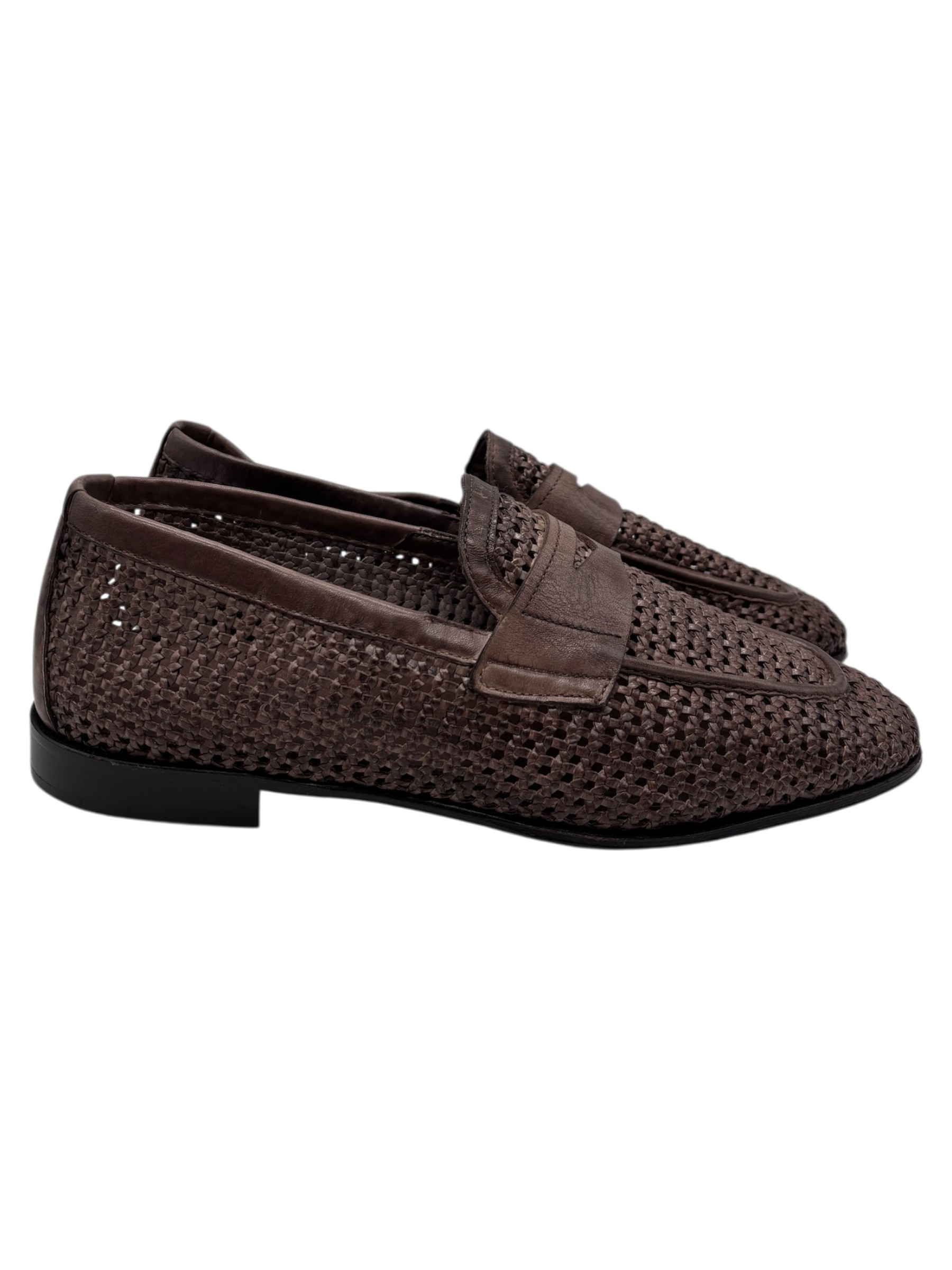 Brecos - Mocassini uomo in pelle intrecciata nocciola – 42 - immagine 3