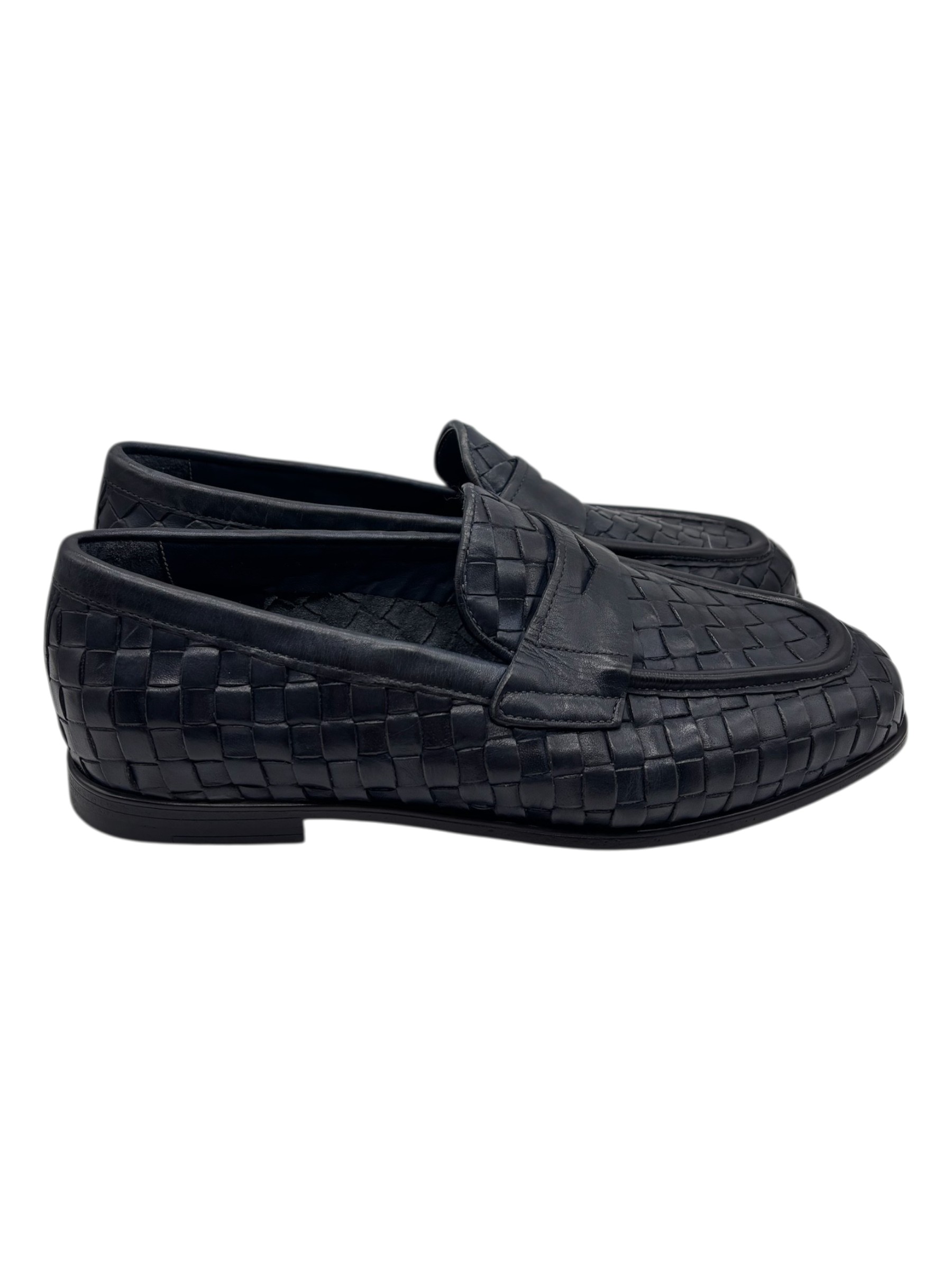Brecos – Mocassini uomo in pelle intrecciata blu – 42 - immagine 3
