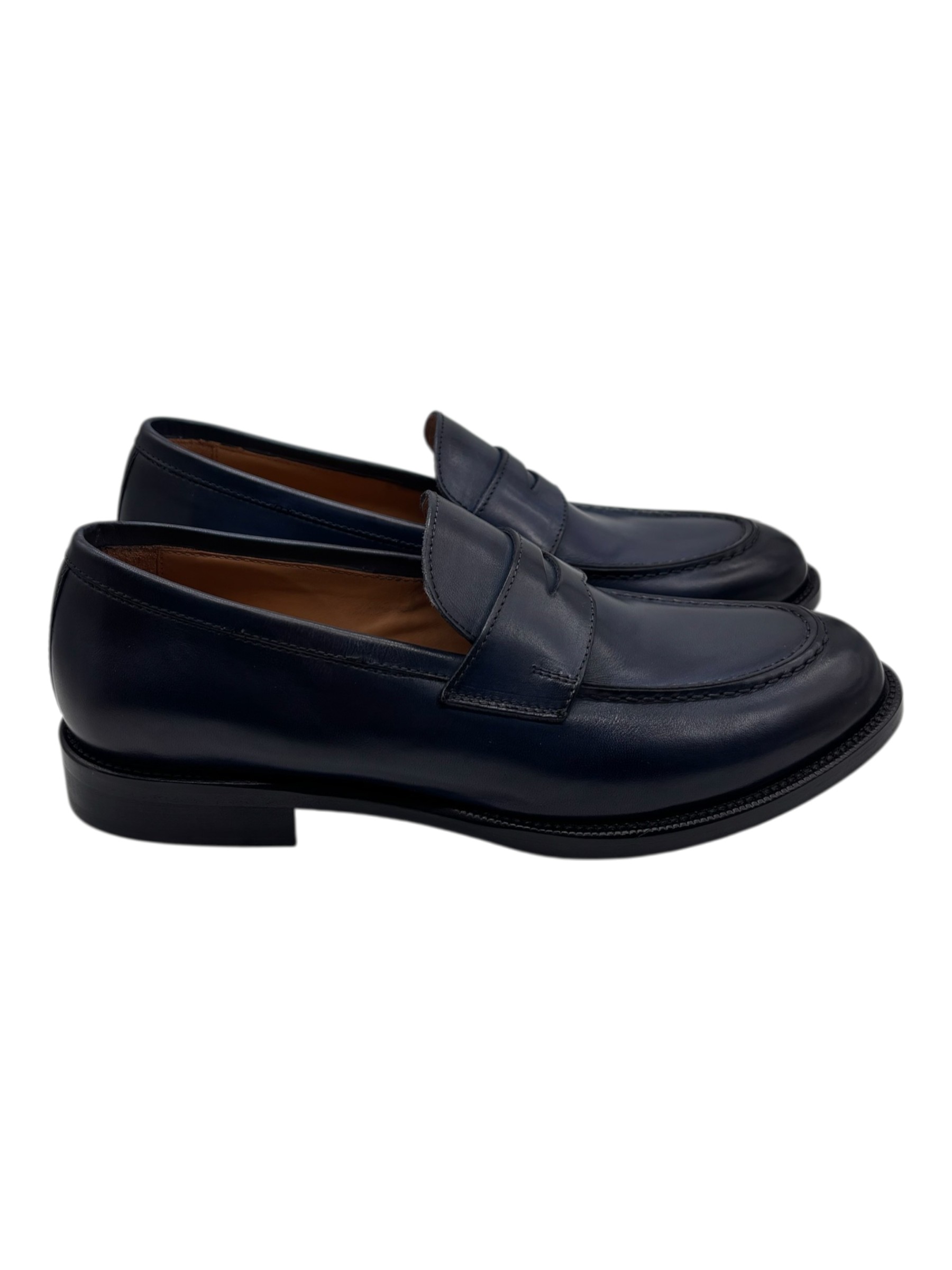 Brecos - Mocassini uomo in pelle blu navy - immagine 3