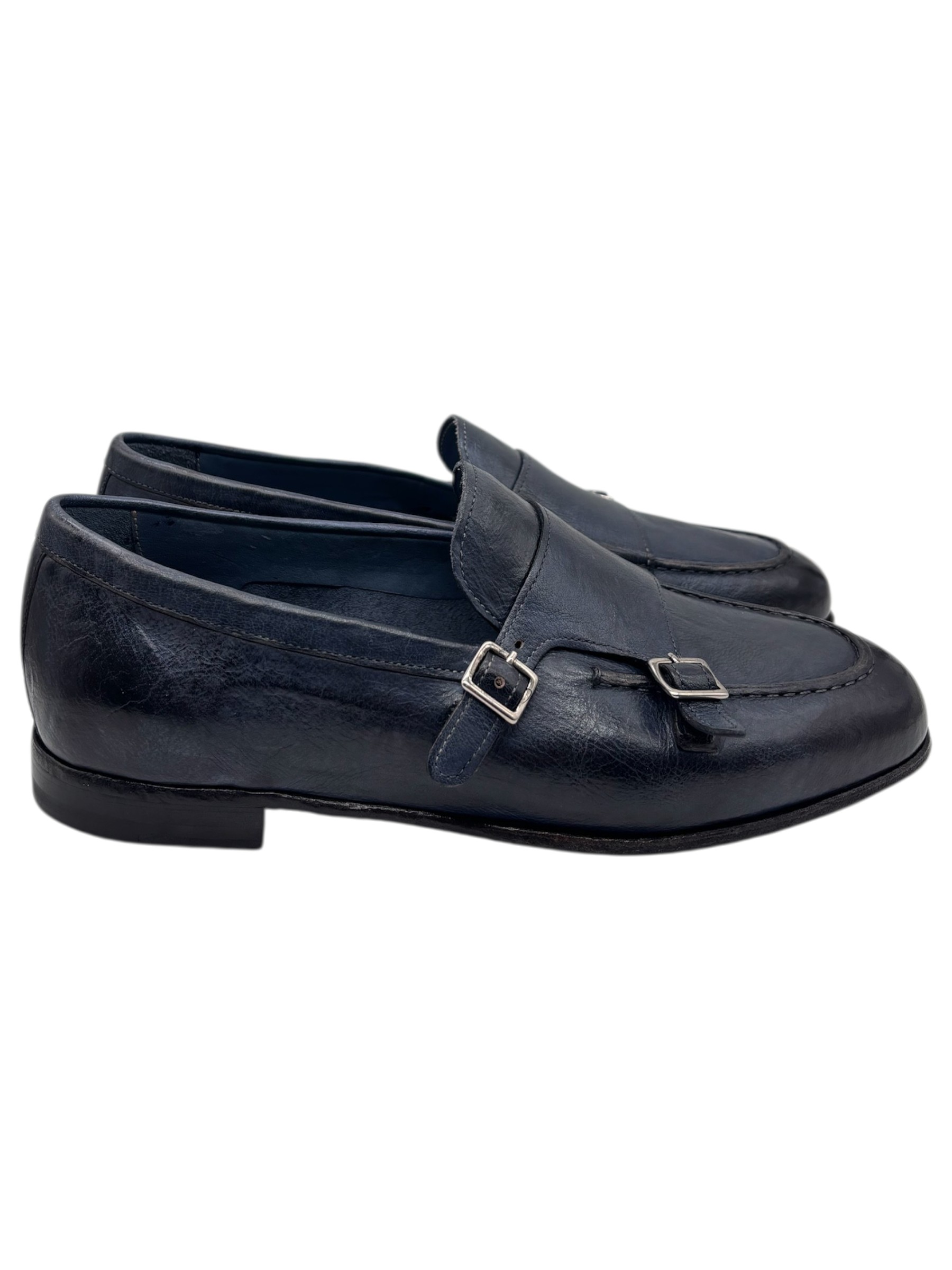 Brecos – Doppia fibbia uomo in pelle blu – 42 - immagine 3