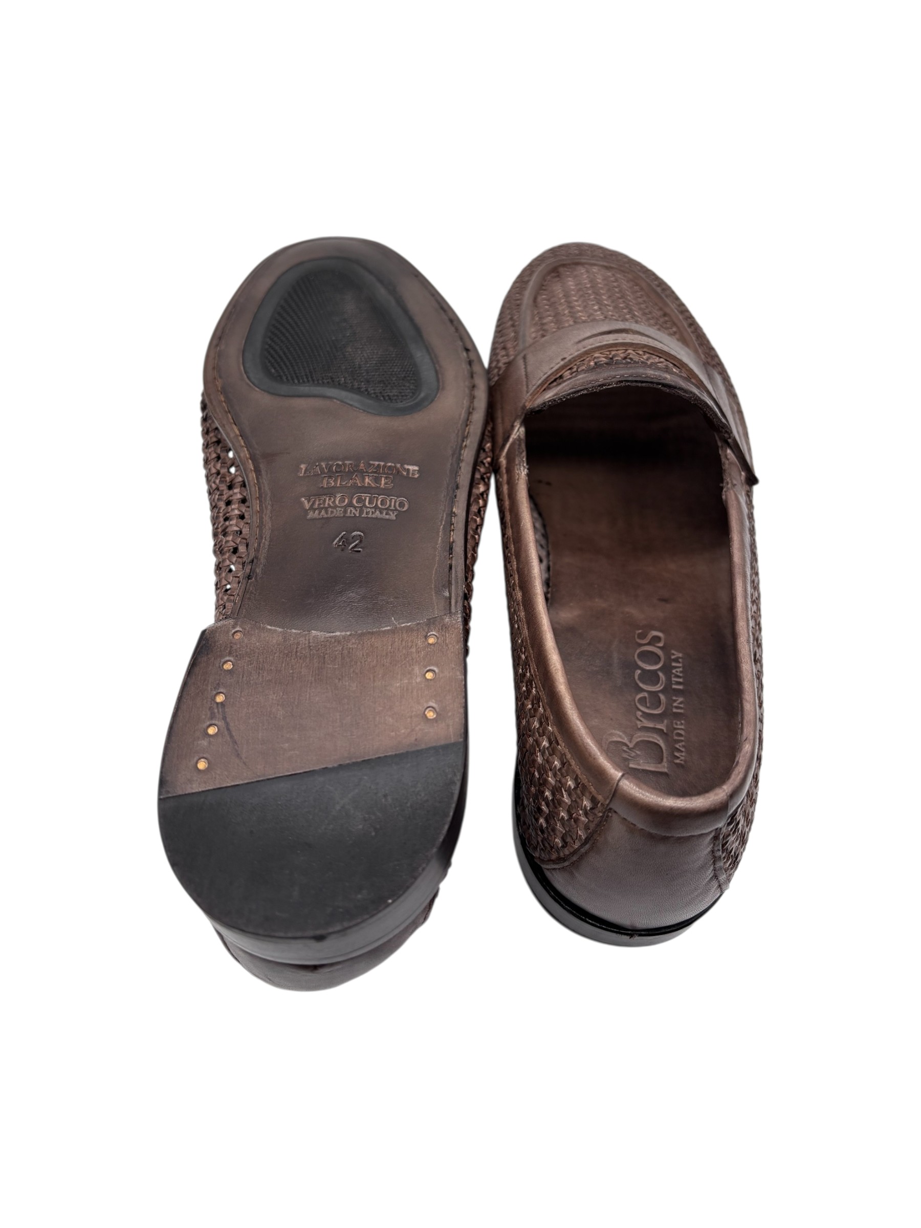 Brecos - Mocassini uomo in pelle intrecciata nocciola – 42 - immagine 4