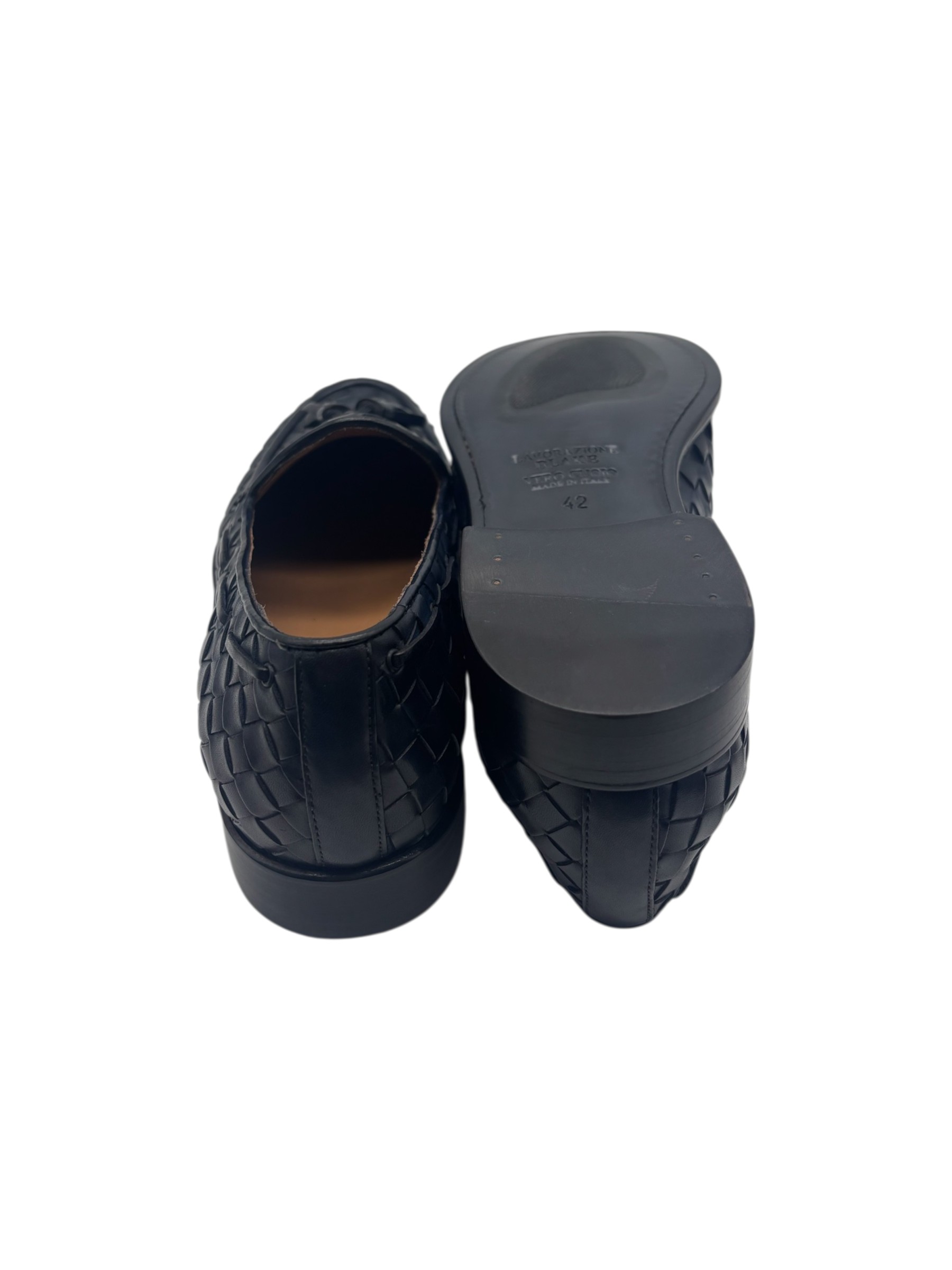 Brecos – Mocassini uomo in pelle intrecciata blu con nappe – 42 - immagine 4