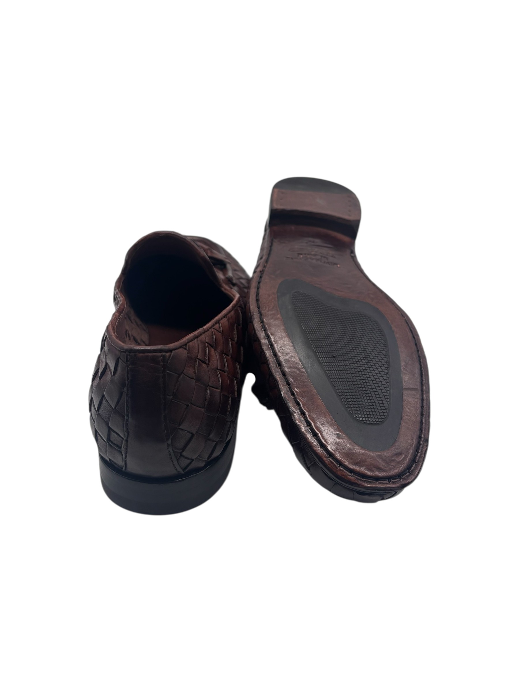 Brecos – Mocassini uomo in pelle intrecciata color cuoio scuro con nappe – 42 - immagine 4