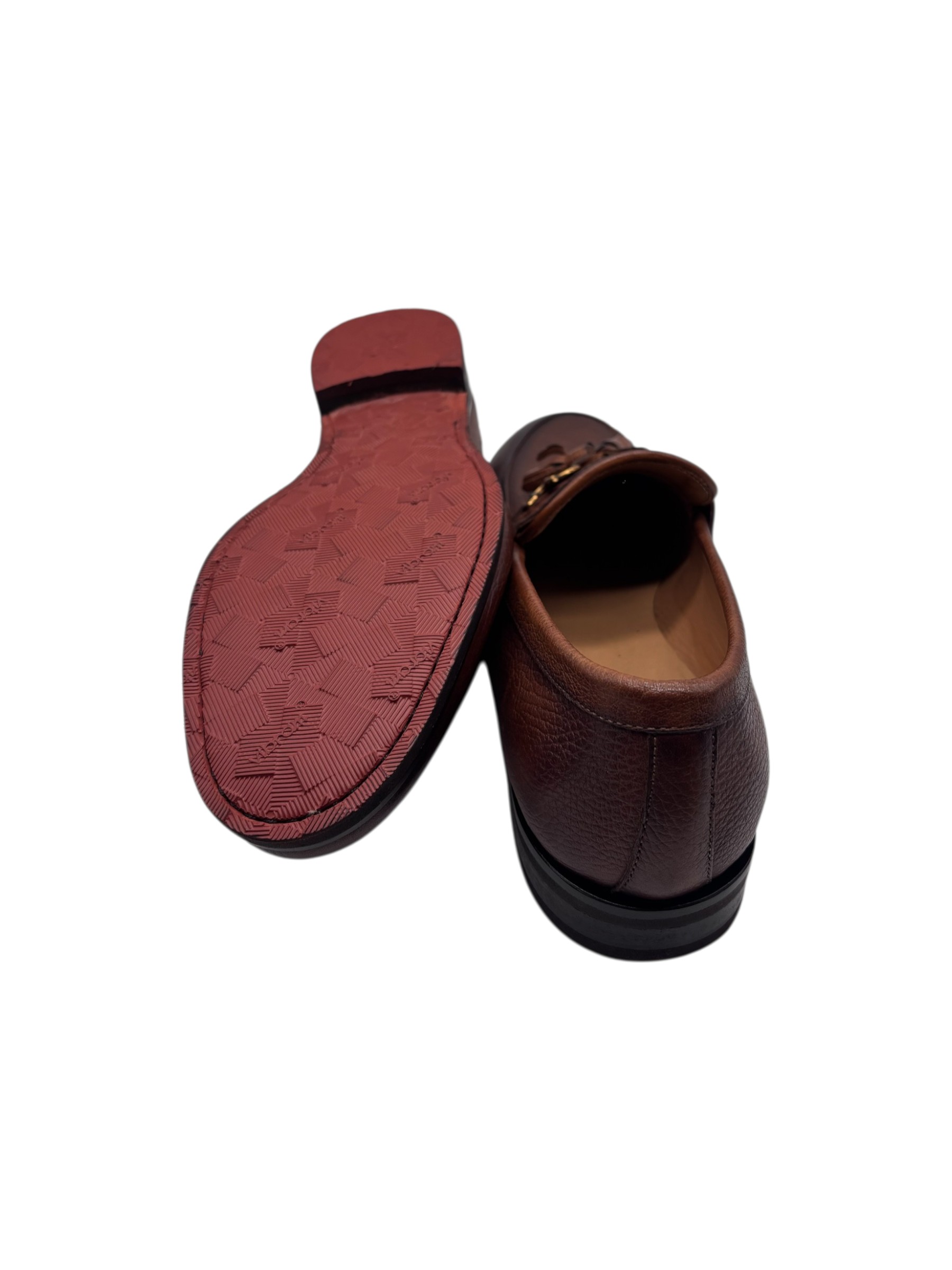 Brecos - Mocassini uomo in pelle martellata color cuoio con nappe - 42 - immagine 4