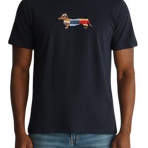 Harmont & Blaine - T-shirt uomo blu navy con bassotto multicolor