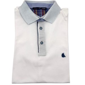 Vela Blu – Polo uomo in filo di Scozia bianco – S