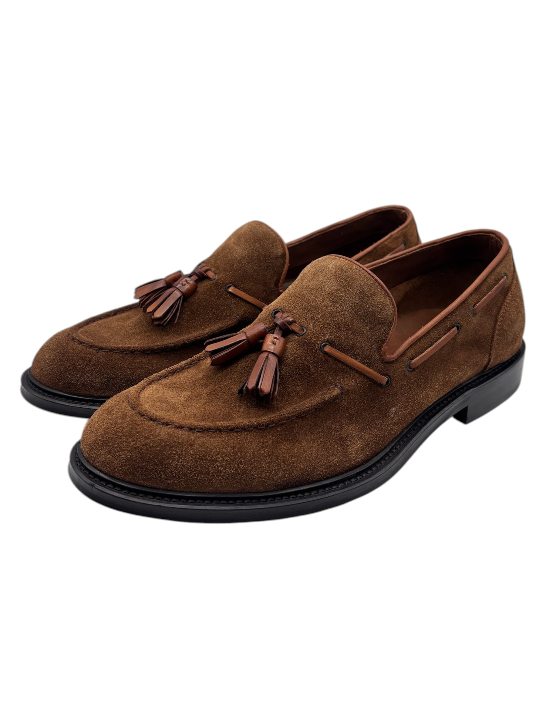 Brecos - Mocassini uomo in pelle scamosciata color cuoio - 42