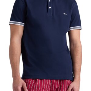 Harmont & Blaine – Polo uomo blu navy con rifiniture bianche