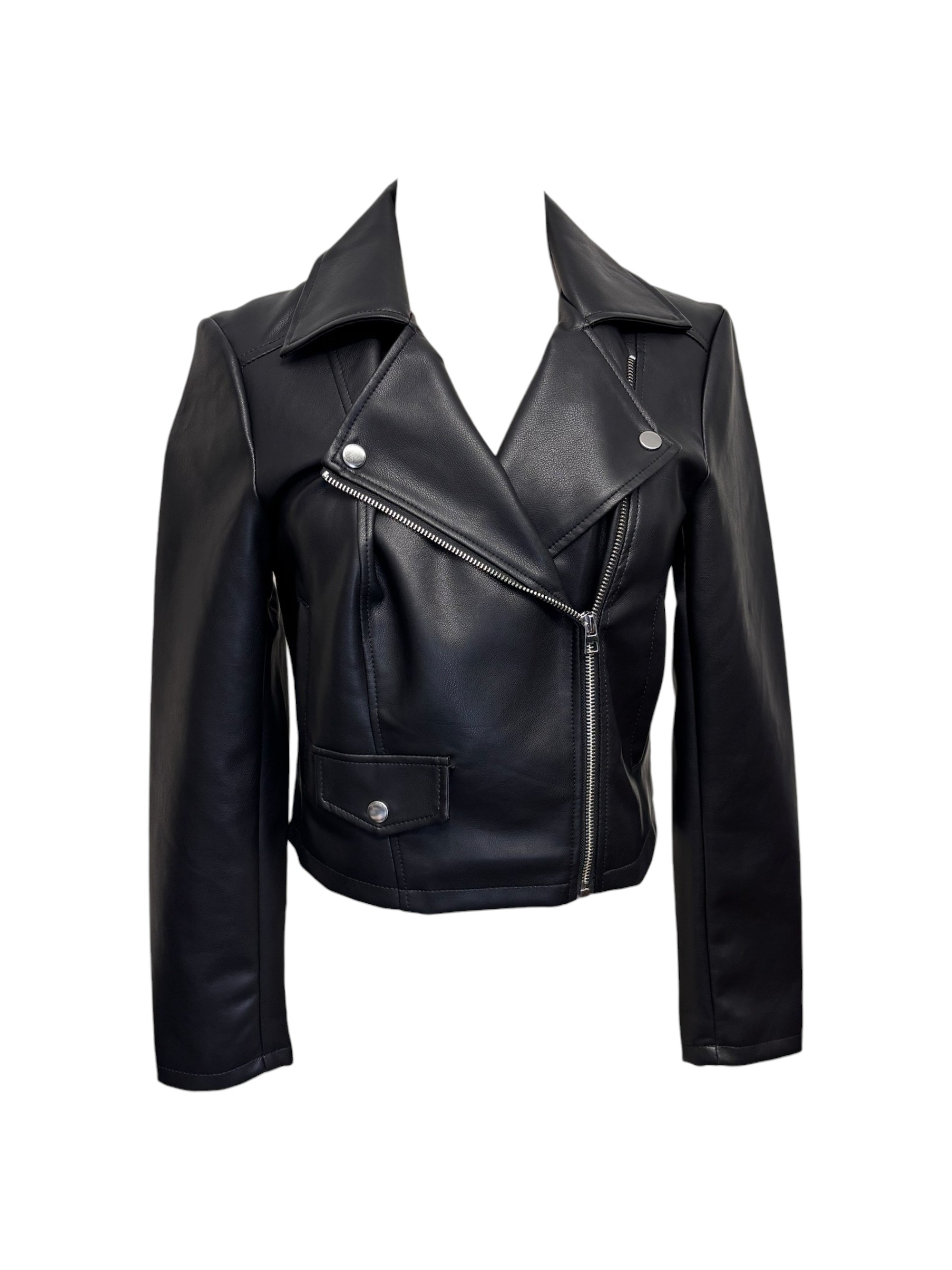 JDY - Chiodo donna in ecopelle nera
