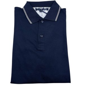 Vela Blu – Polo uomo in cotone di fibra naturale blu navy - S